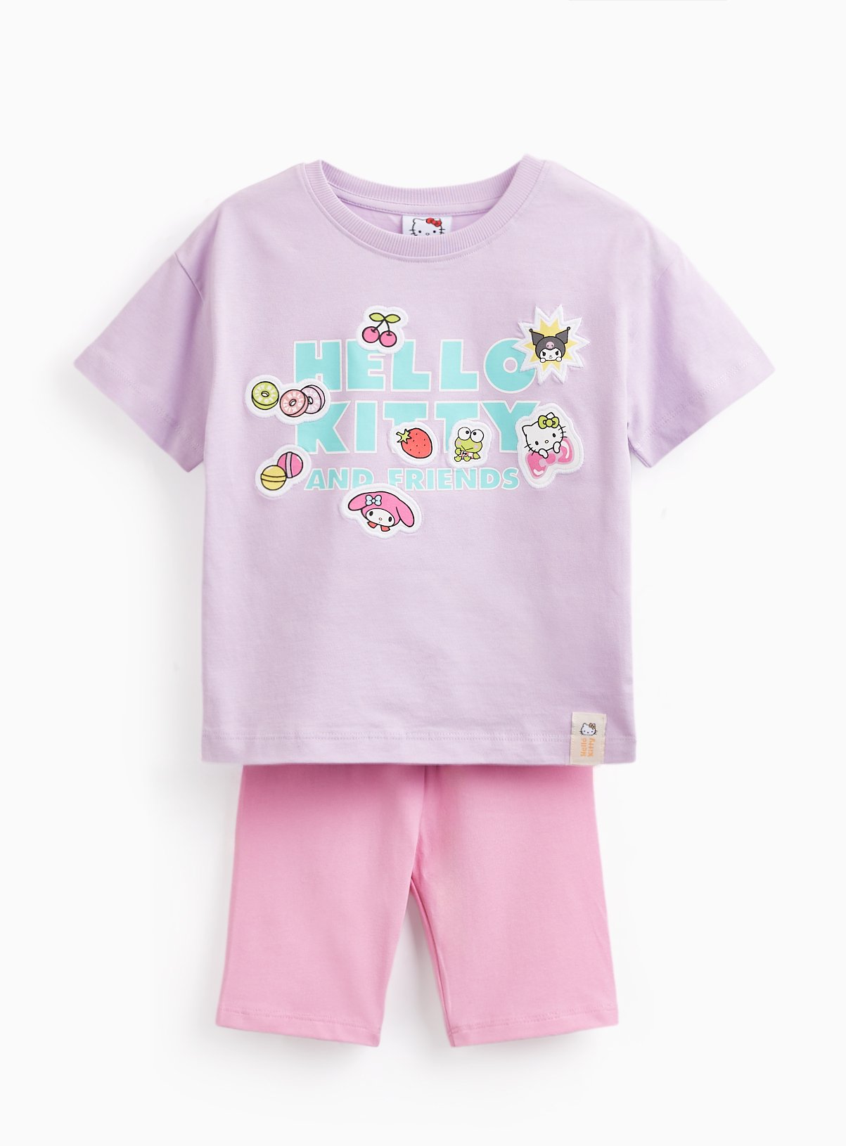 Purple Hello Kitty Graphic T-Shirt & Cycle Shorts Set 