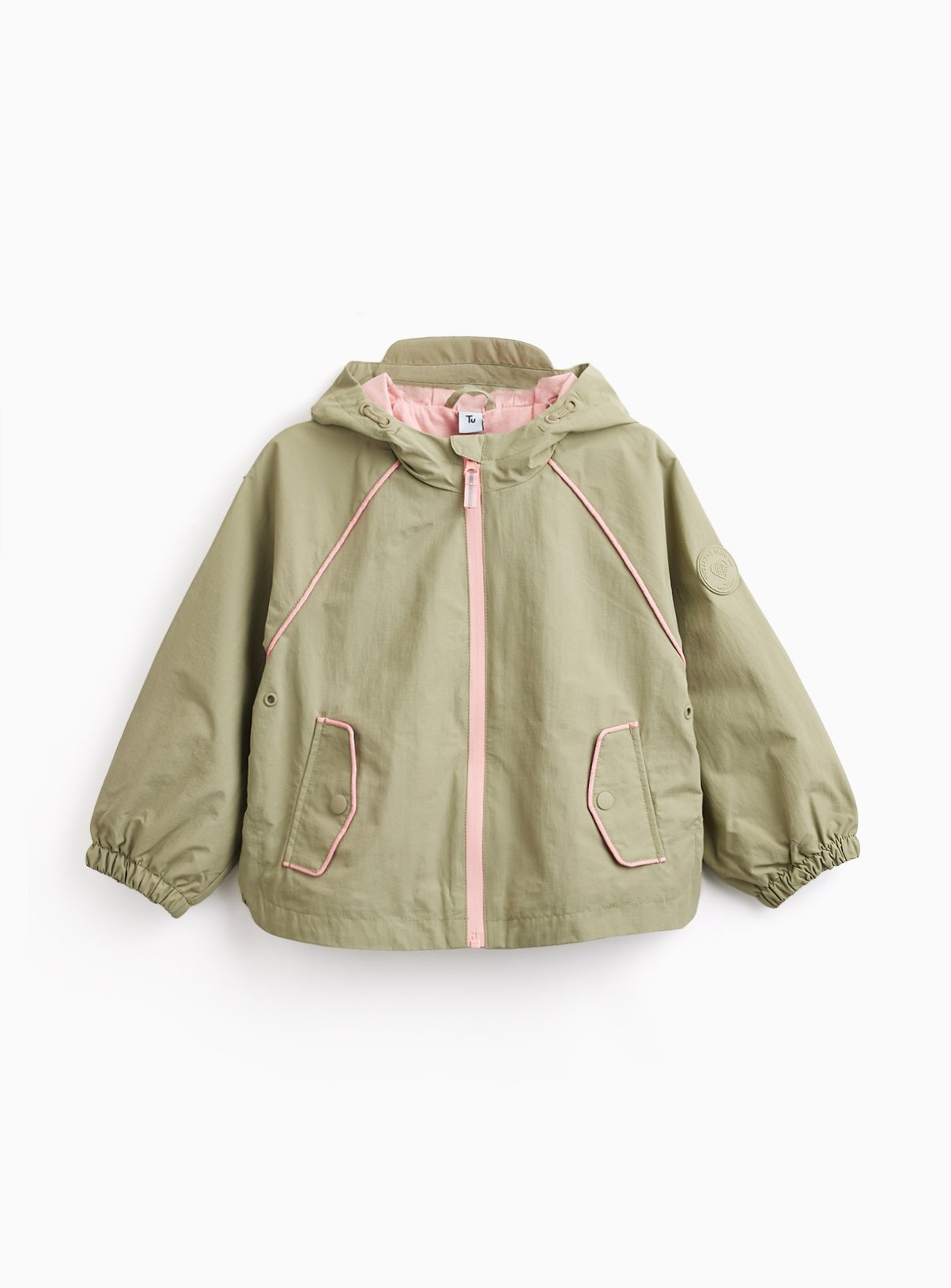 Khaki Pink Piping Lightweight Mac 