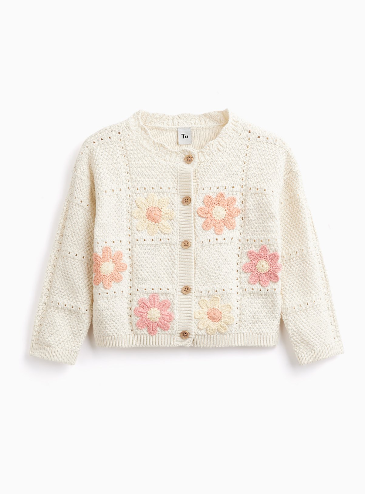 Cream Crochet Floral Detail Cardigan
