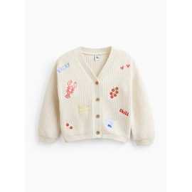 Cream Icons Embroidered Cardigan