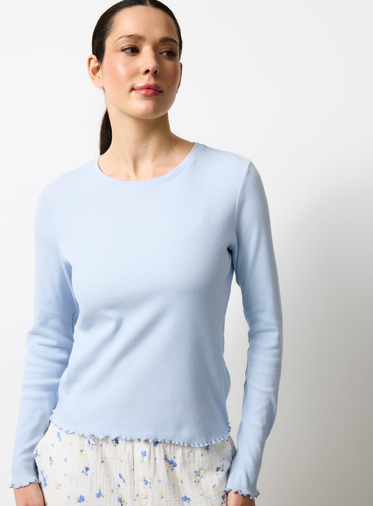 Ribbed Long Sleeve Co-ord Pyjama Top 