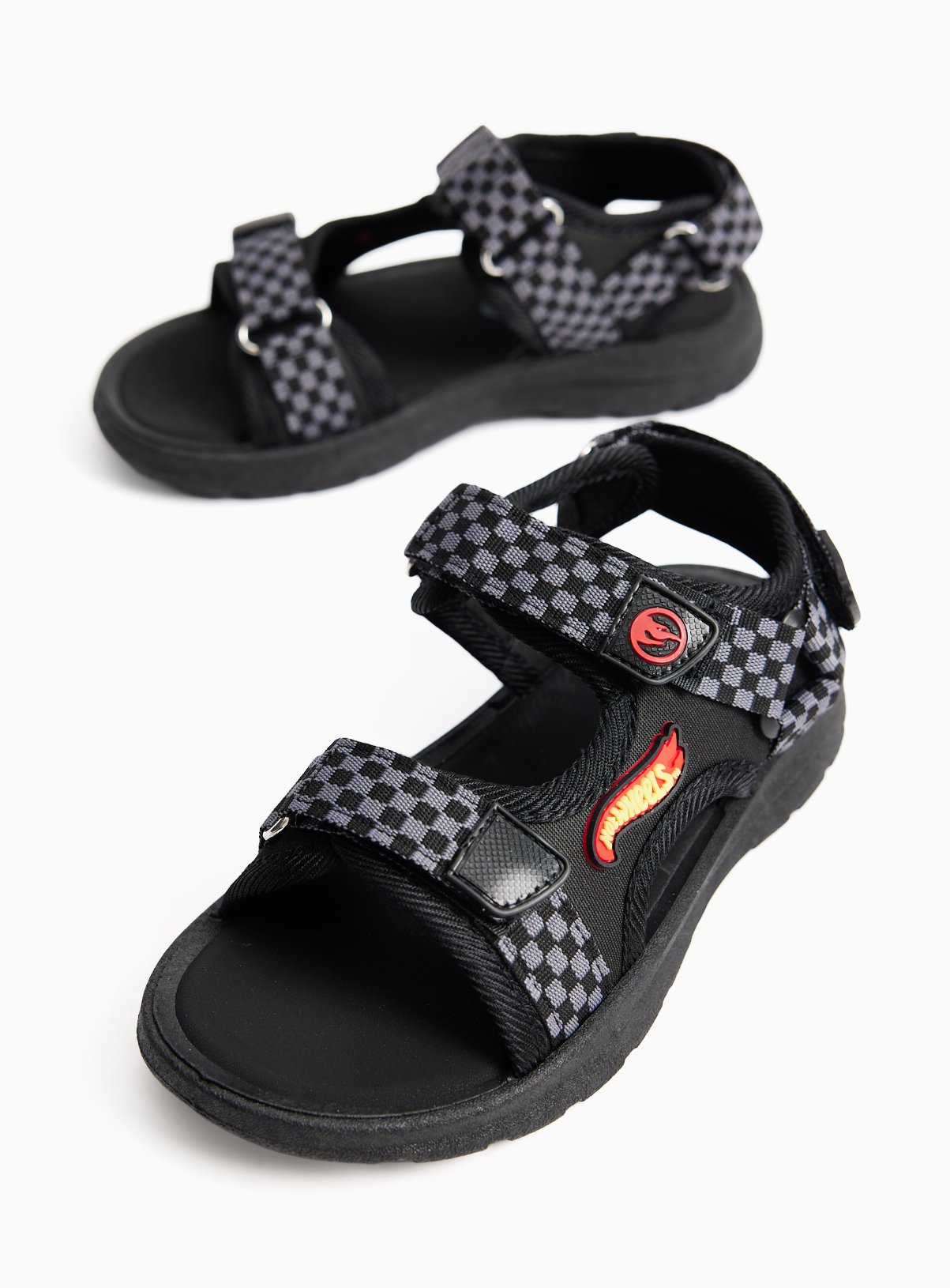 Black Hot Wheels Print Sandals 