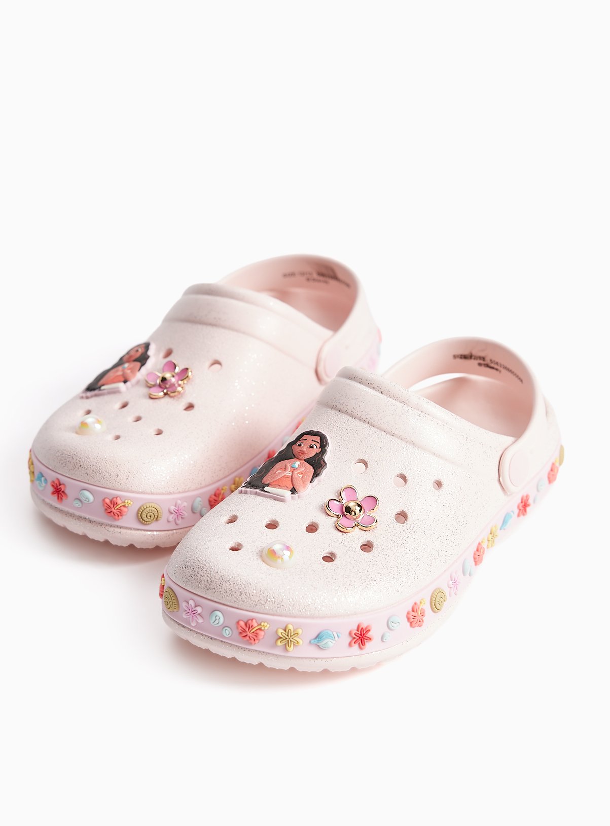 Pink Disney Moana Detail Ankle Strap Clogs 