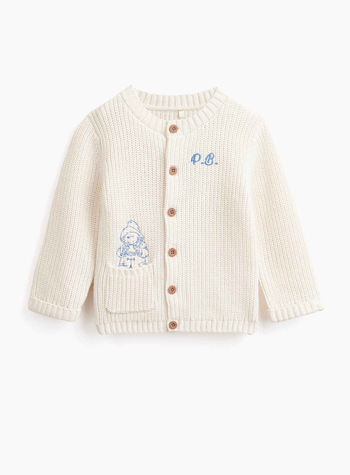 Cream Paddington Embroidered Knitted Cardigan 