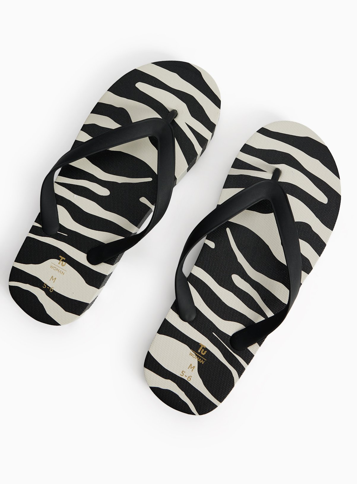 Zebra Print Flip Flops L