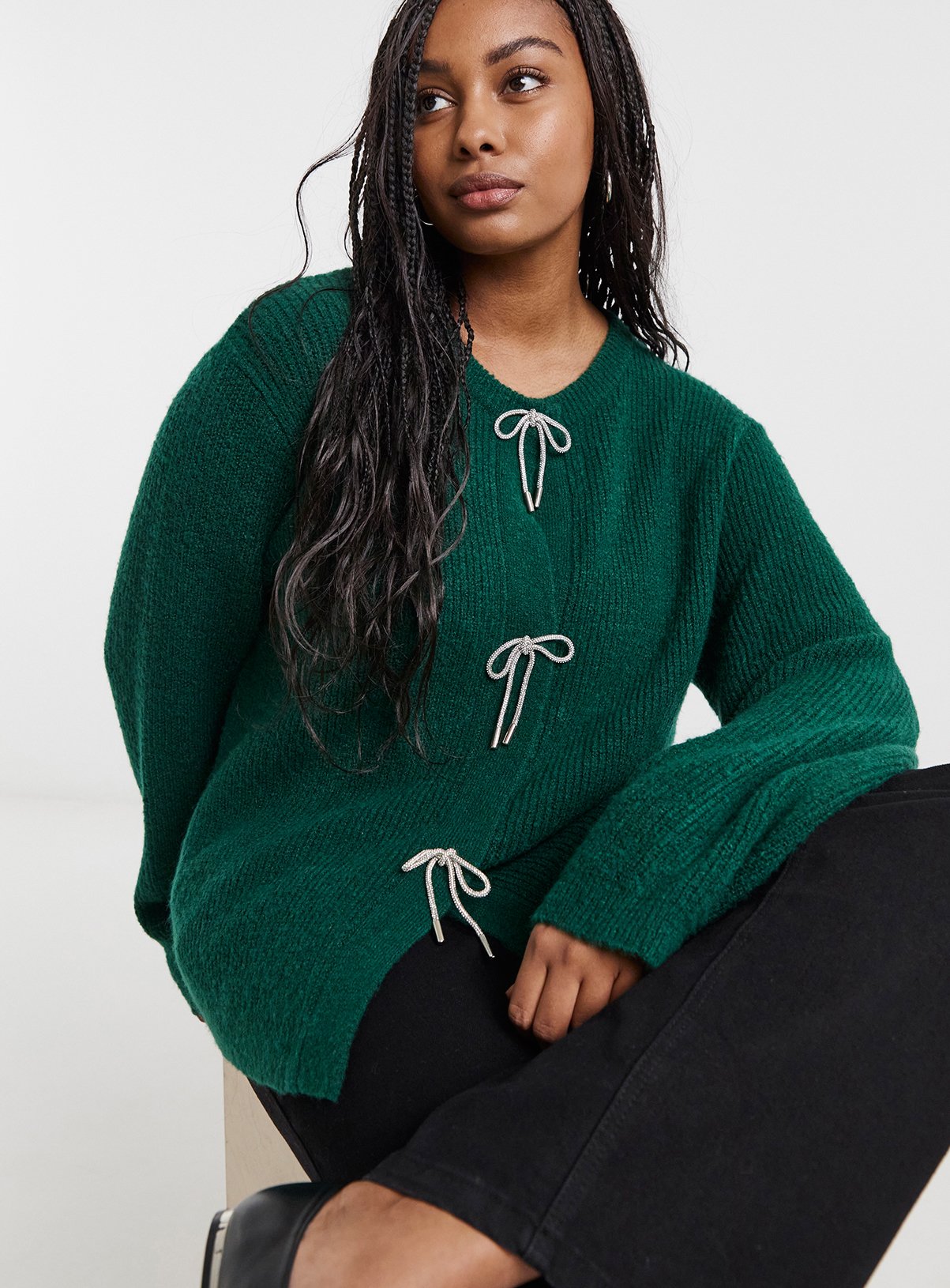 SIMPLY BE Diamante Bow Cardigan 