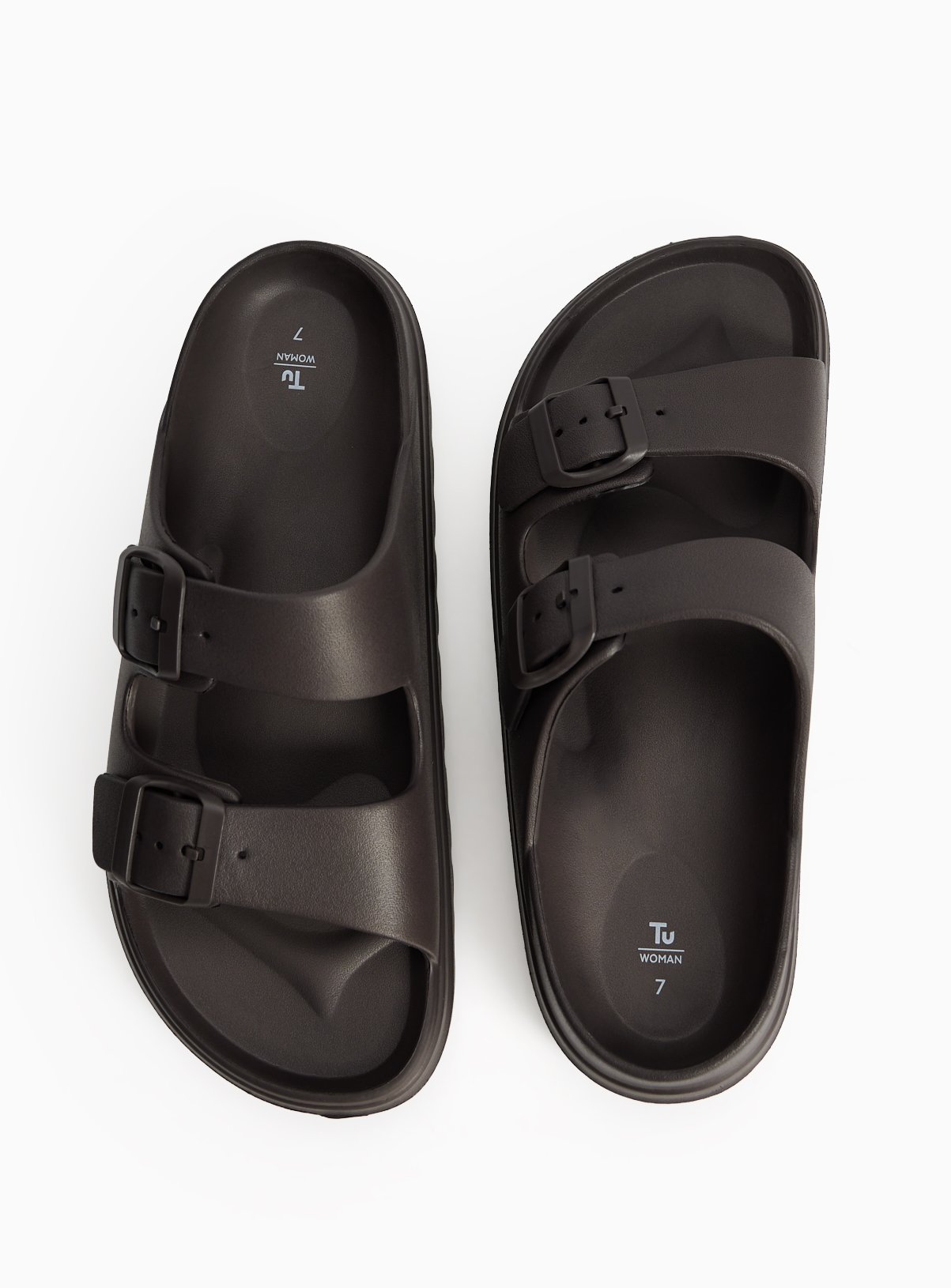 Brown Two Strap Chunky EVA Sliders 7