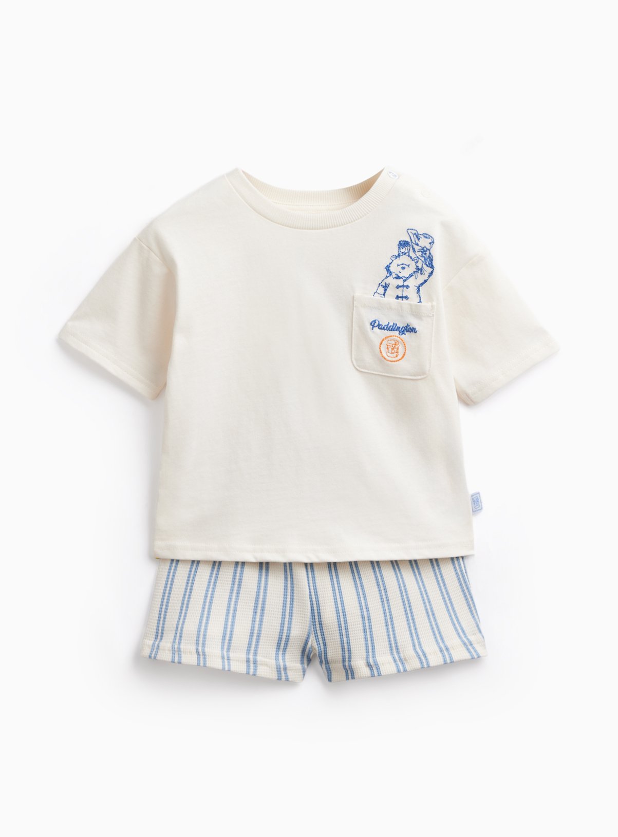 White Paddington Graphic T-Shirt & Stripe Shorts Set 9-12 months