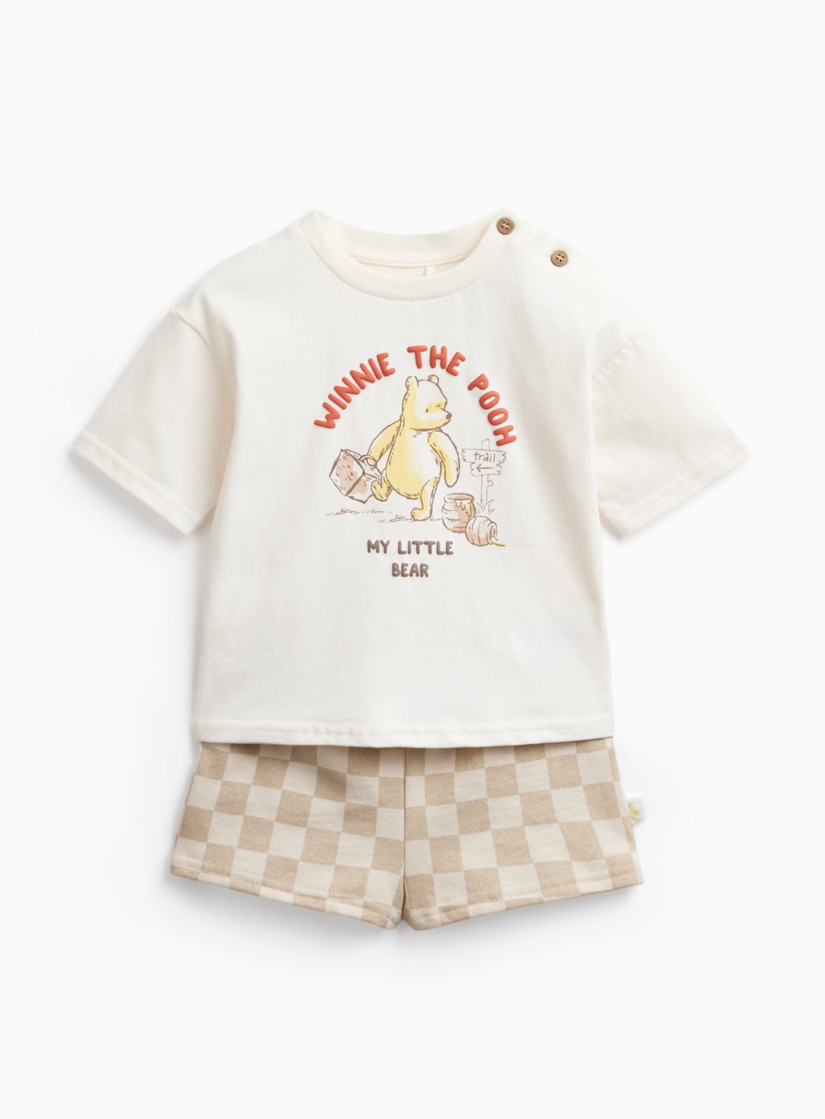 Cream Winnie The Pooh Print T-Shirt & Shorts Set 3-6 months