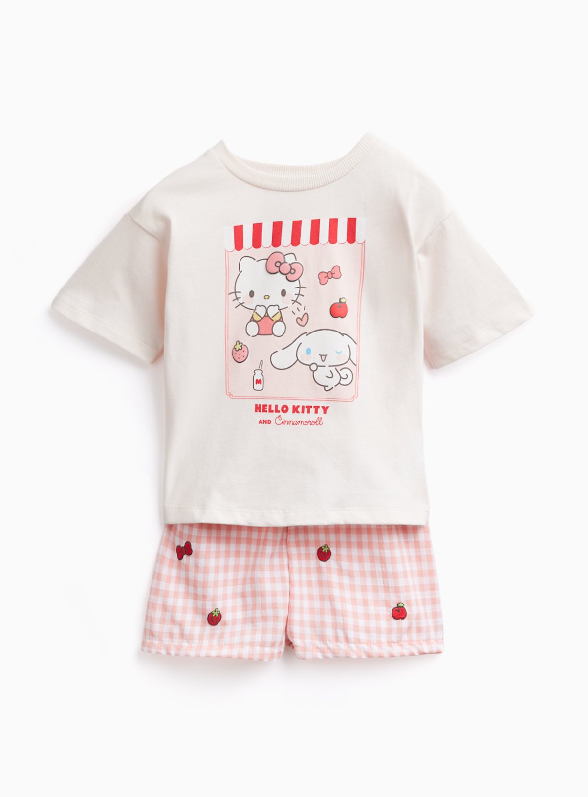 White Hello Kitty Print T-Shirt & Shorts Set Up to 3 mths