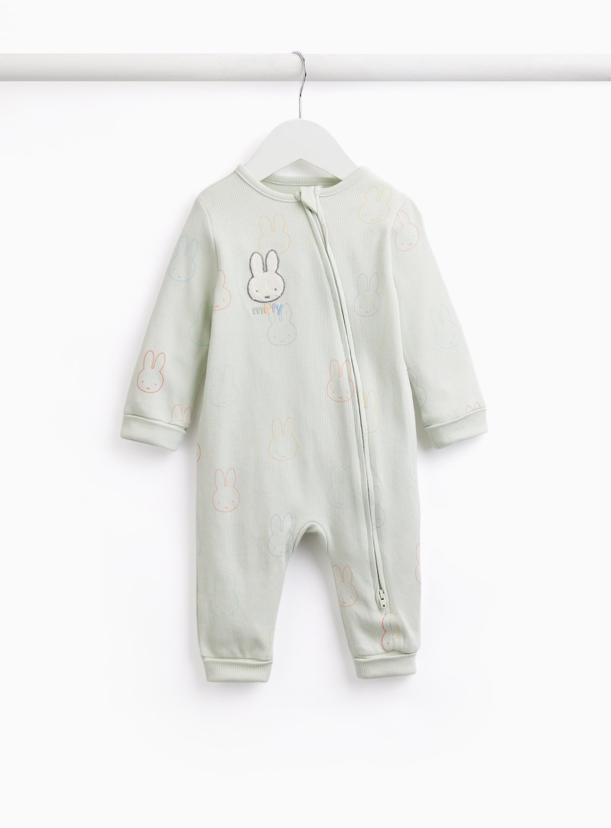 Light Green Miffy Print Ribbed Sleepsuit 12-18 months