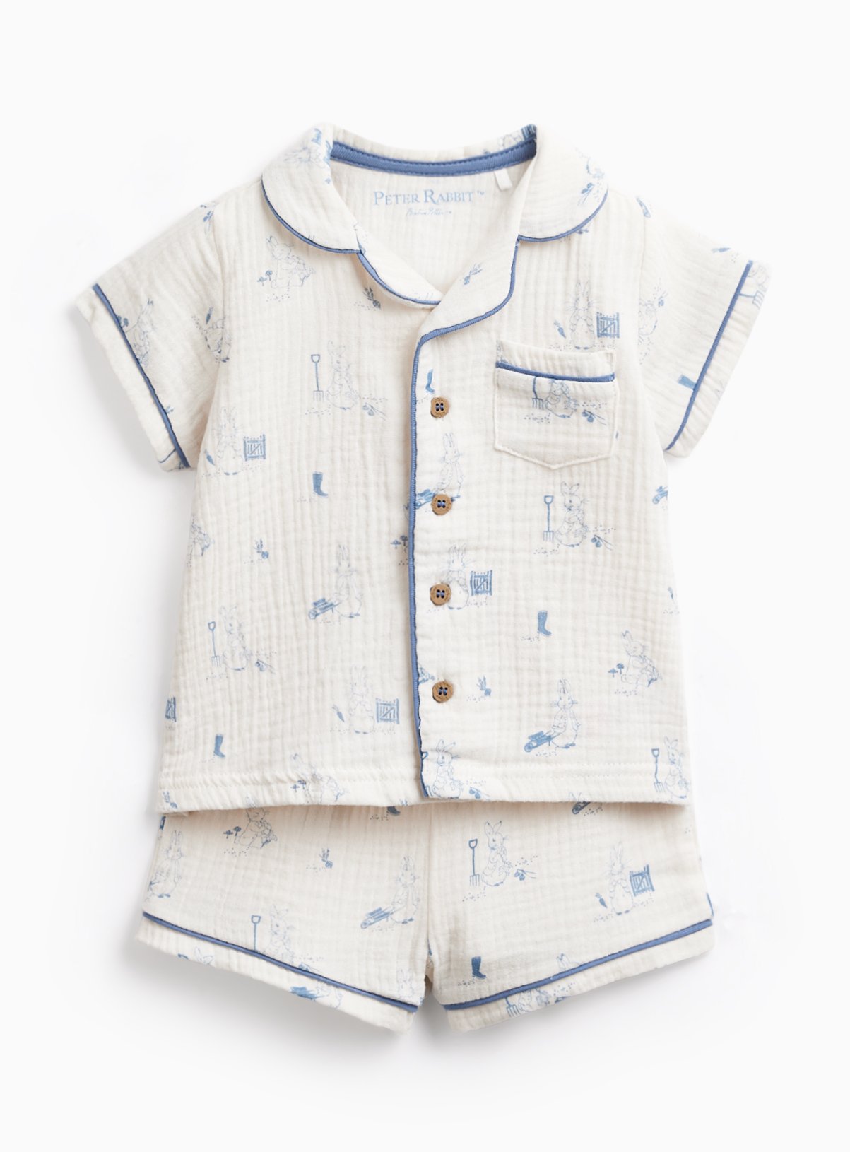 White Peter Rabbit Print Shortie Traditional Pyjamas Up to 3 mths