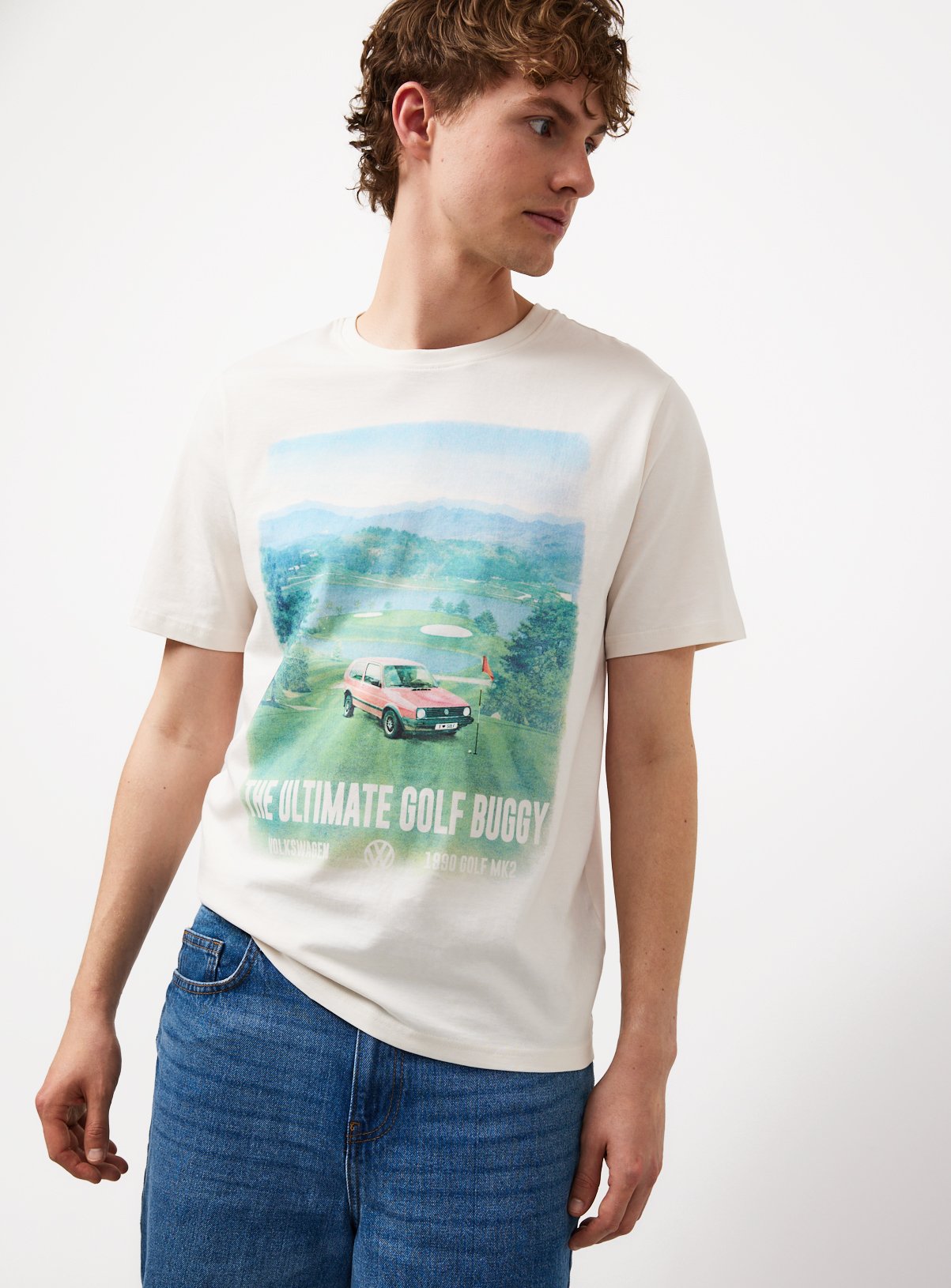 Cream Volkswagen Golf Graphic T-Shirt XL