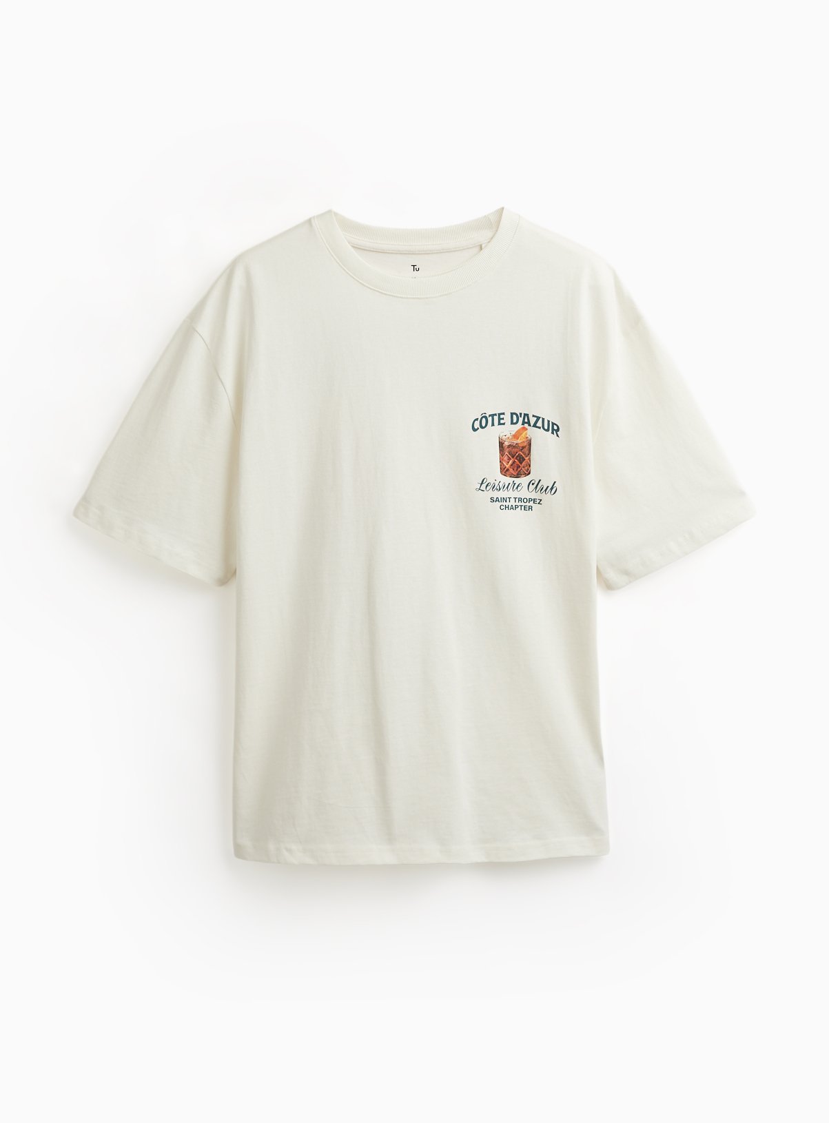 White Cocktail Graphic Relaxed Fit T-Shirt XXXL