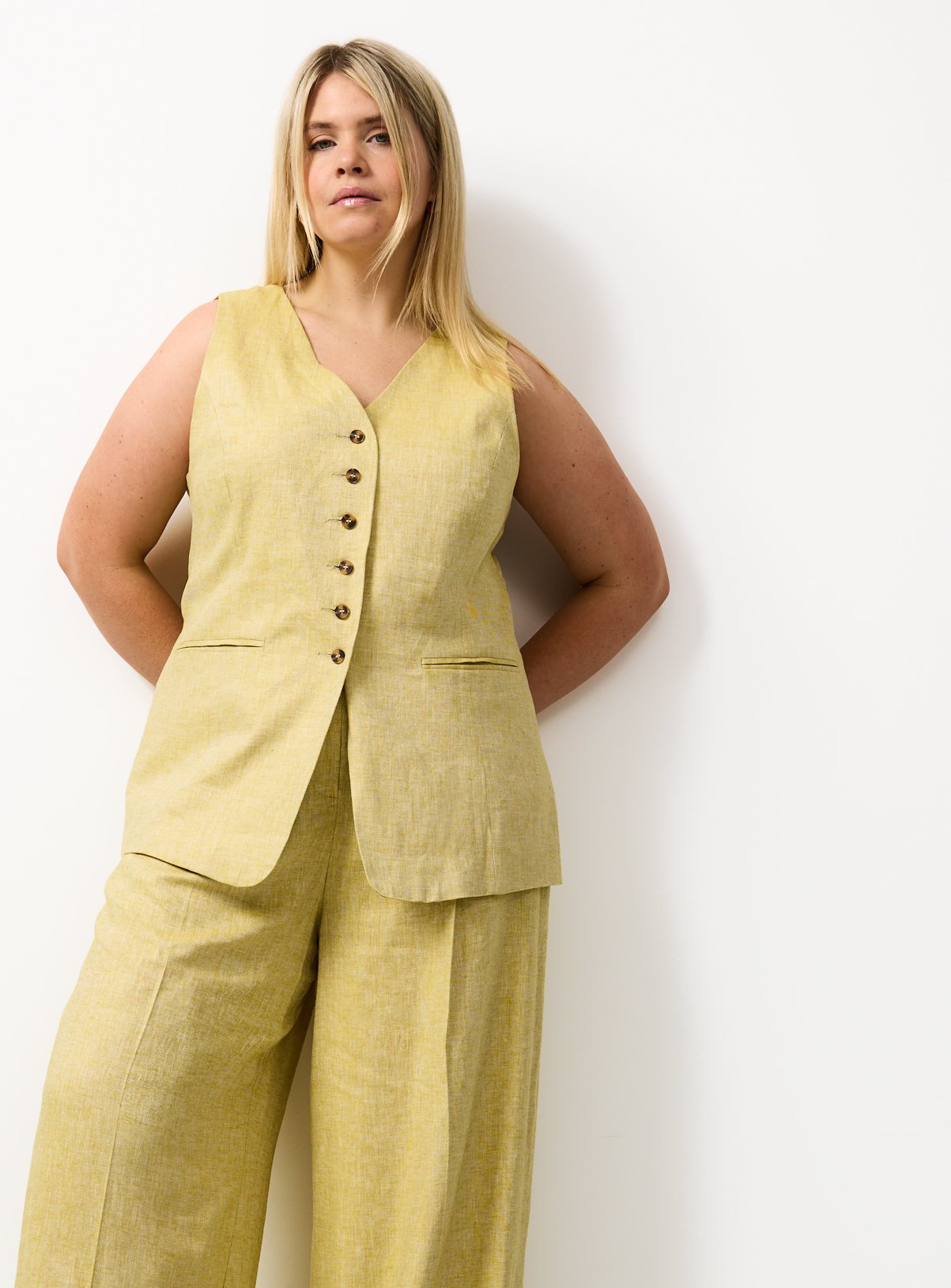 Longline Linen Waistcoat