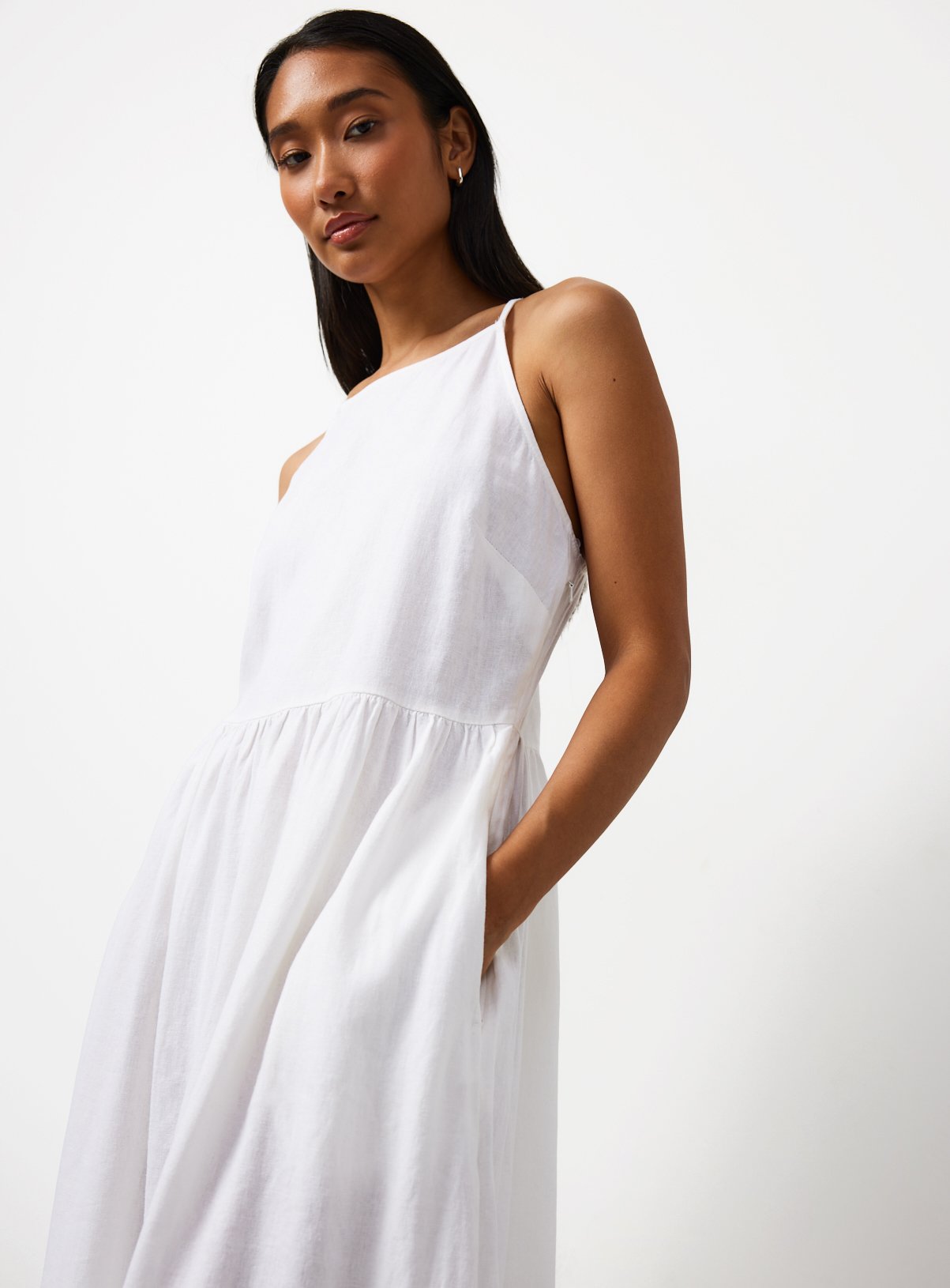 Linen Blend Waisted Dress 