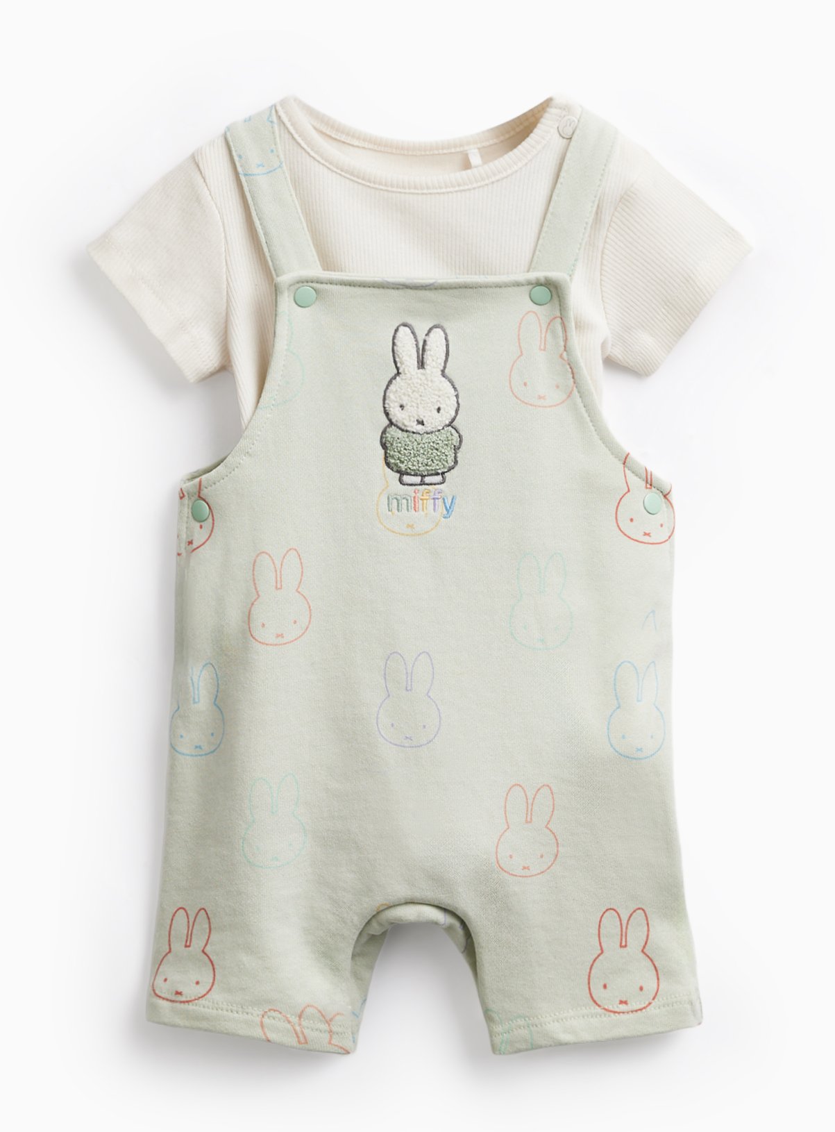 Light Green Miffy Print Dungarees & Bodysuit Set 12-18 months