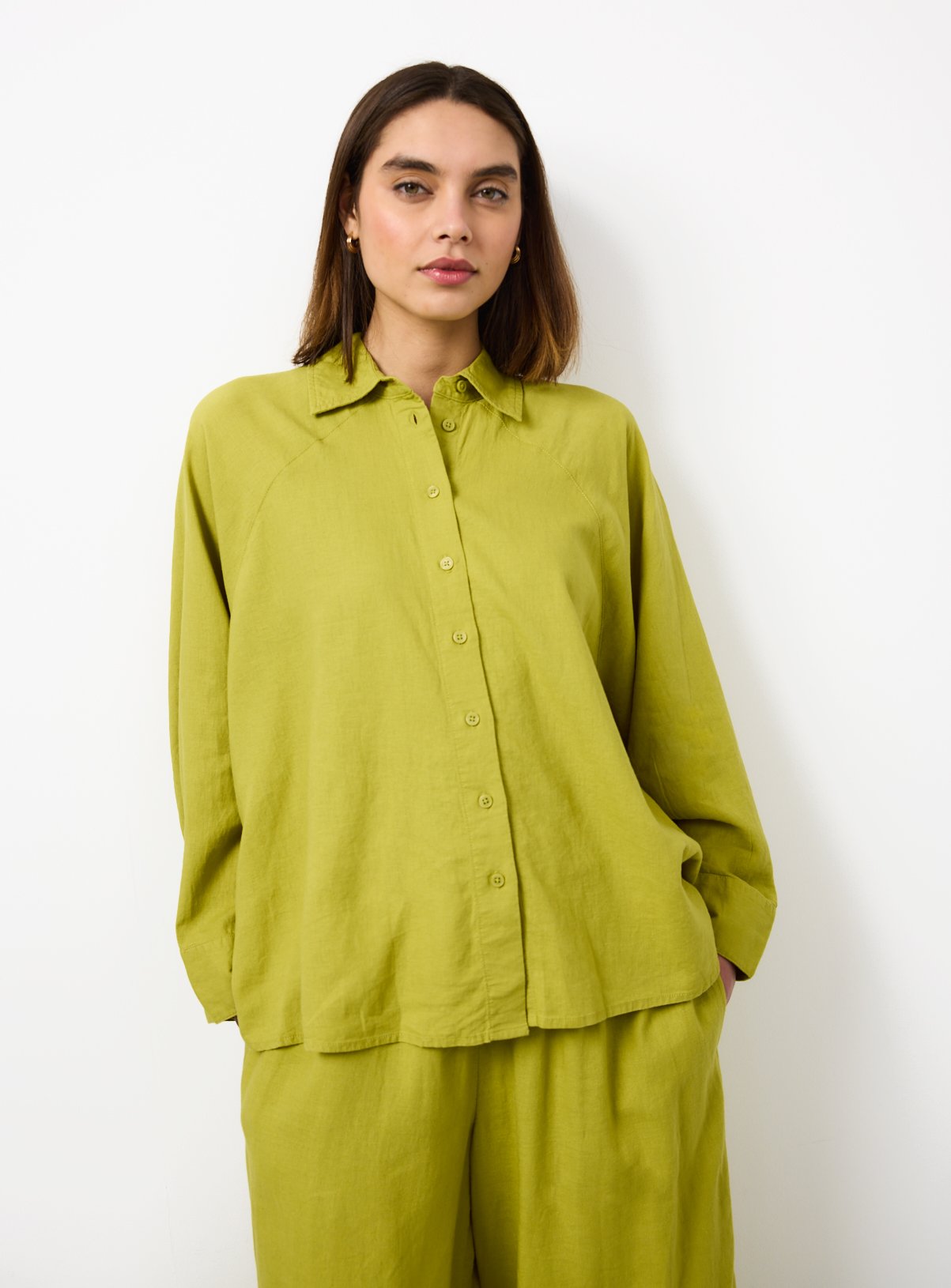 Linen Blend Long Sleeve Shirt 