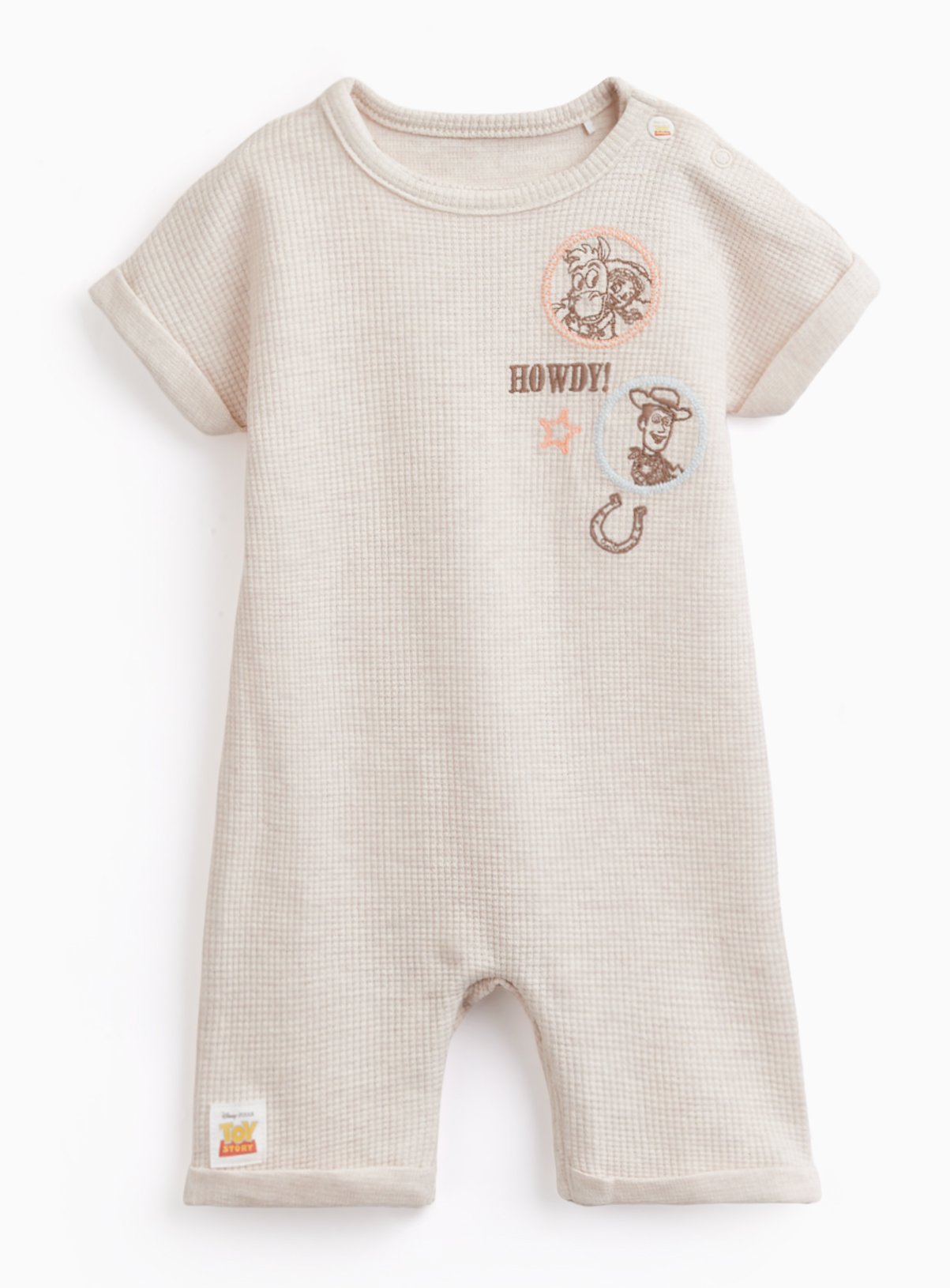 Beige Toy Story Print Short Sleeve Romper 