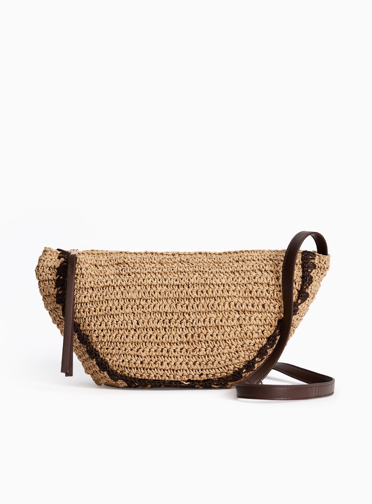 Stone Straw Half Moon Crossbody Bag One Size
