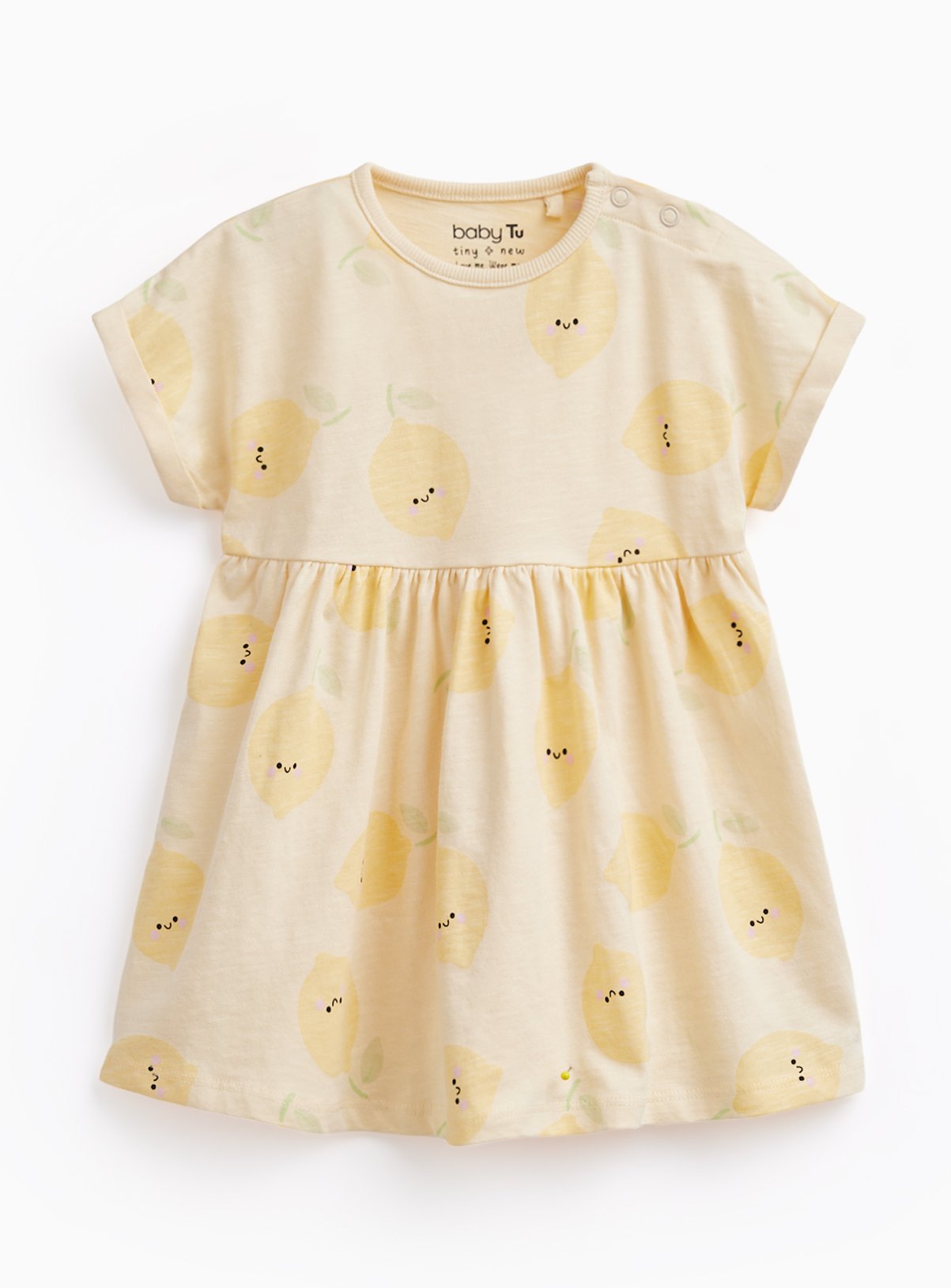 Yellow Lemon Print Jersey Dress