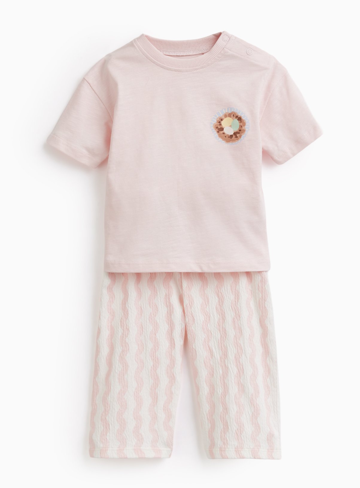 Easter Pink Tee & Wiggle Stripe Trouser Set 6-9 months