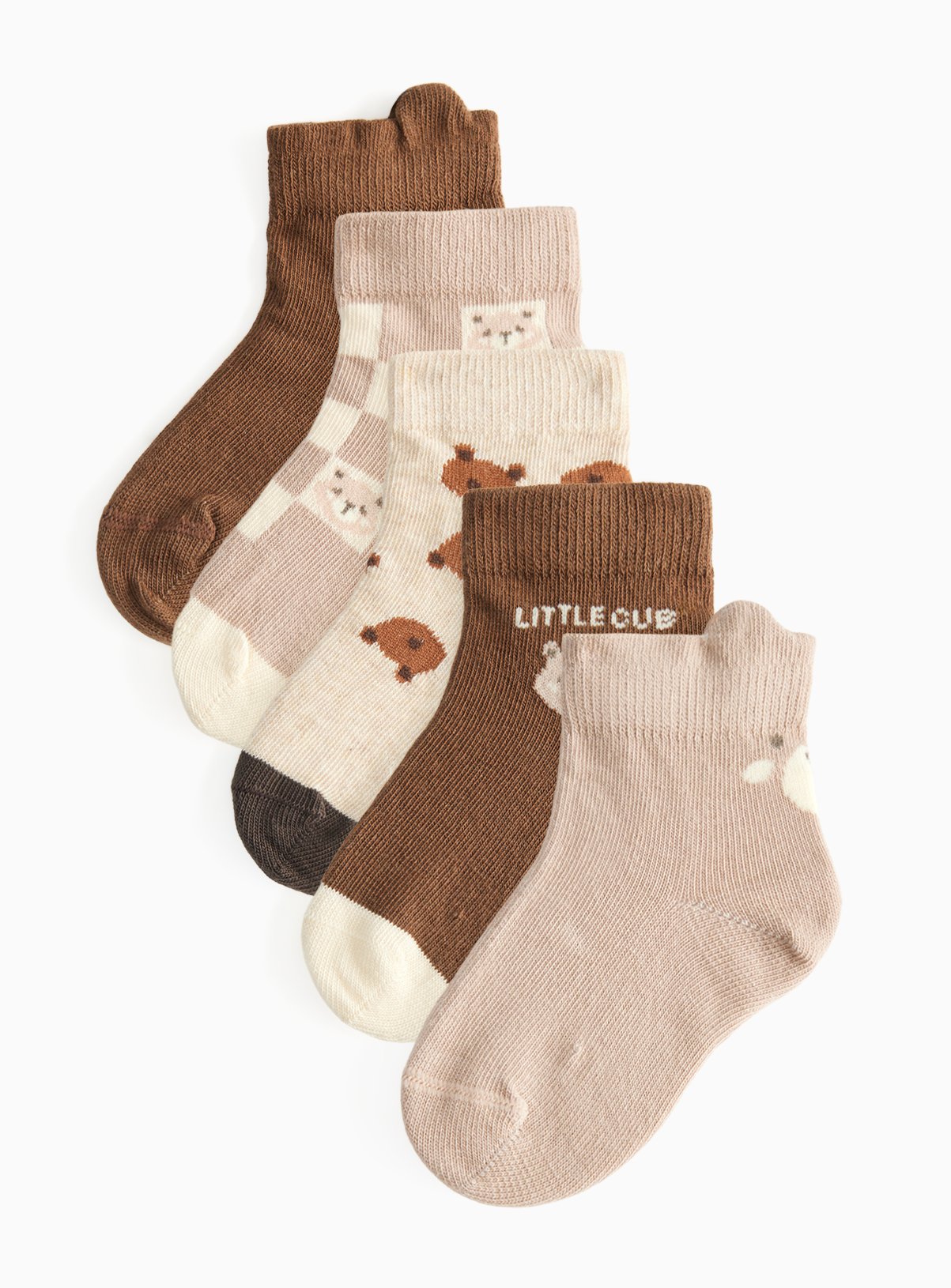 Bear Print Ankle Socks 5 Pack 