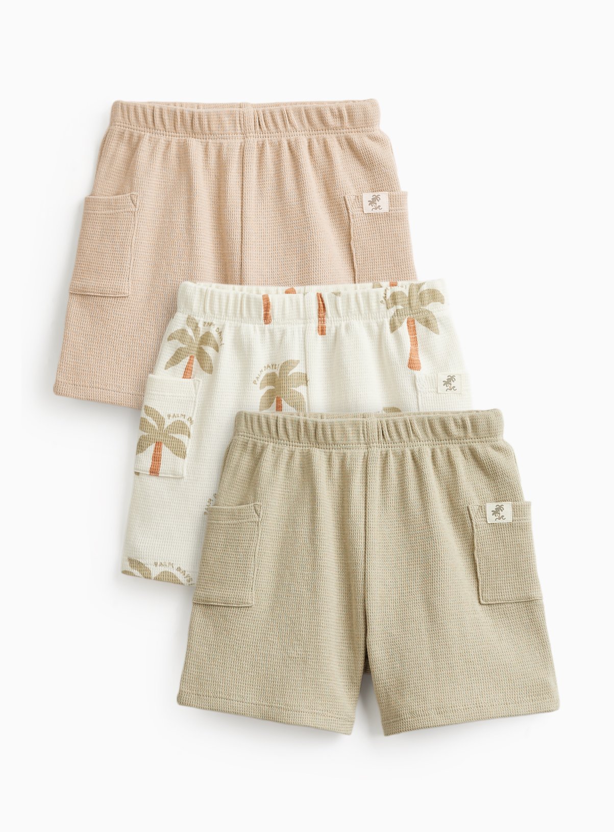 Plain & Palm Tree Print Shorts 3 Pack 12-18 months