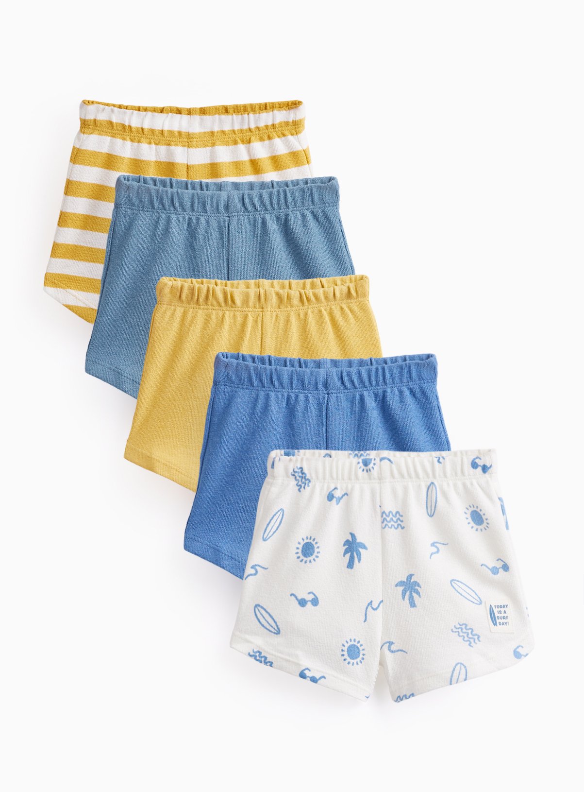 Blue & Yellow Print Shorts 5 Pack 18-24 months