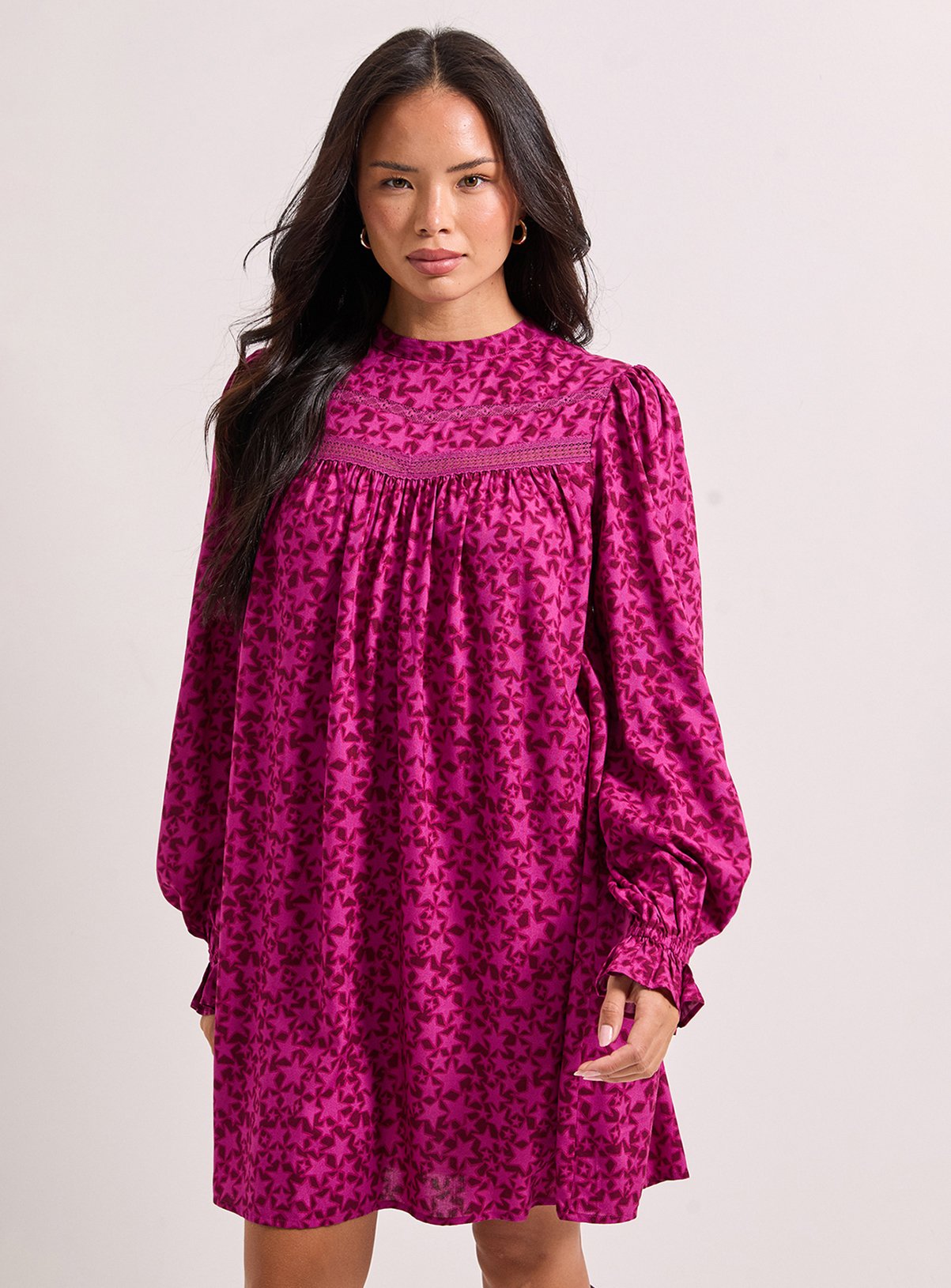 DOROTHY PERKINS Lace Detail Printed Boho Mini Dress 