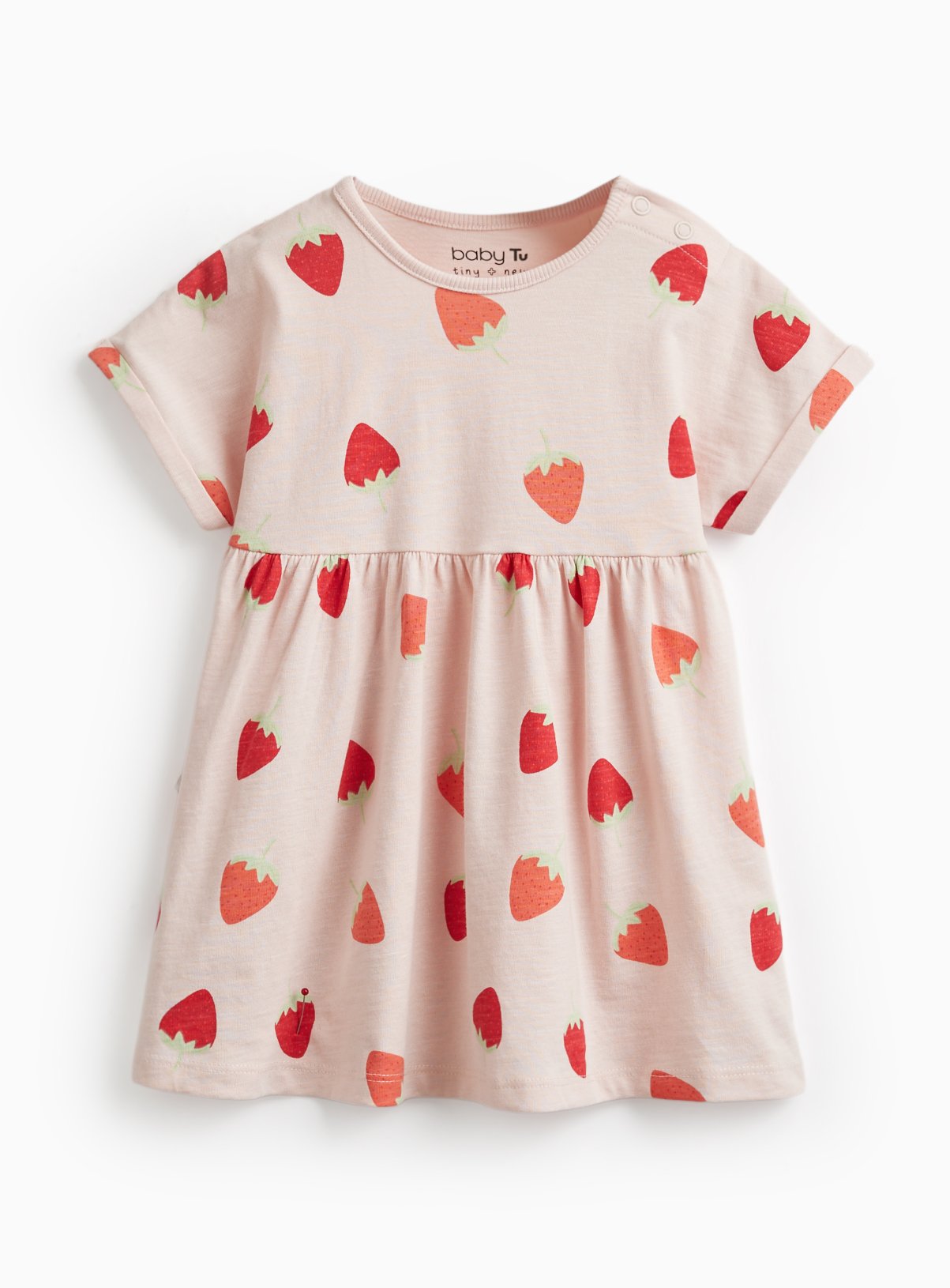 Pink Strawberry Print Short Sleeve Dress 3-6 months