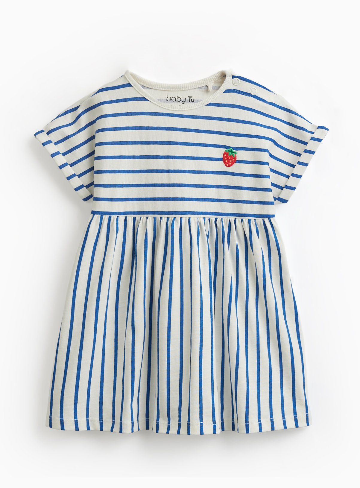 Blue Stripe Print Short Sleeve Dress 6-9 months