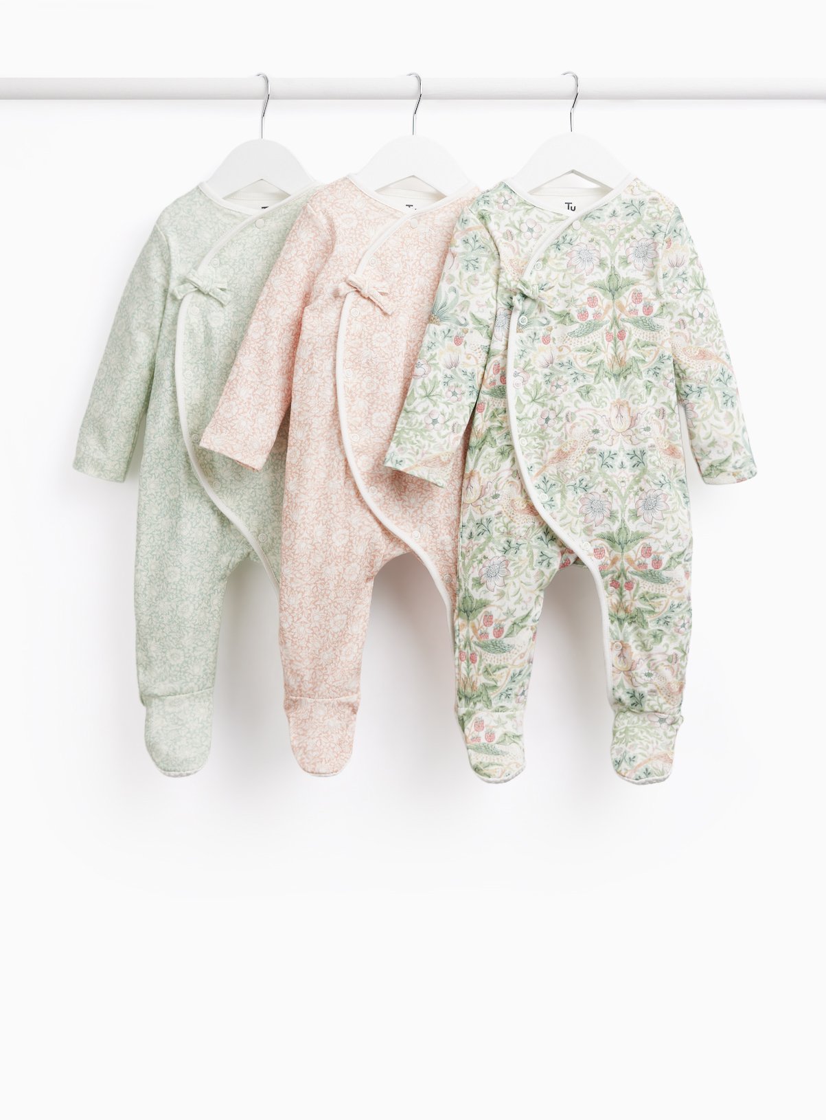 Tu x Morris & Co. Strawberry Thief Print Sleepsuits 3 Pack 
