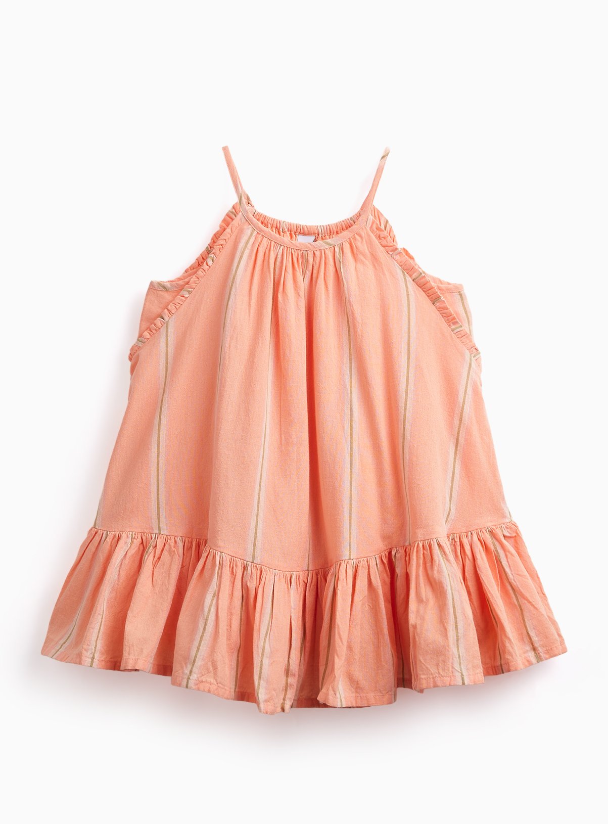 Coral Stripe Print Strappy Sleeveless Dress 