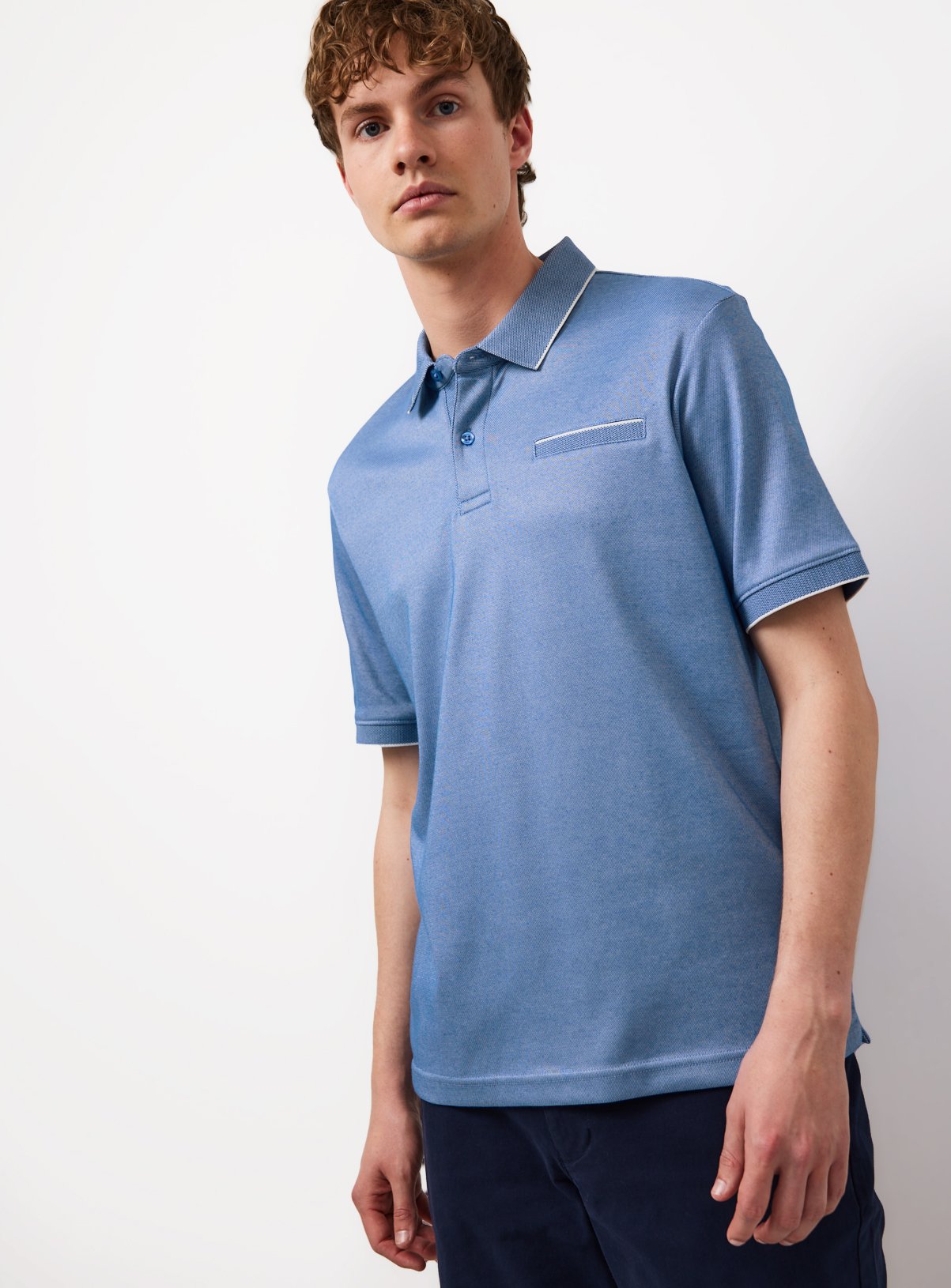 Blue Two Tone Polo Shirt XXL
