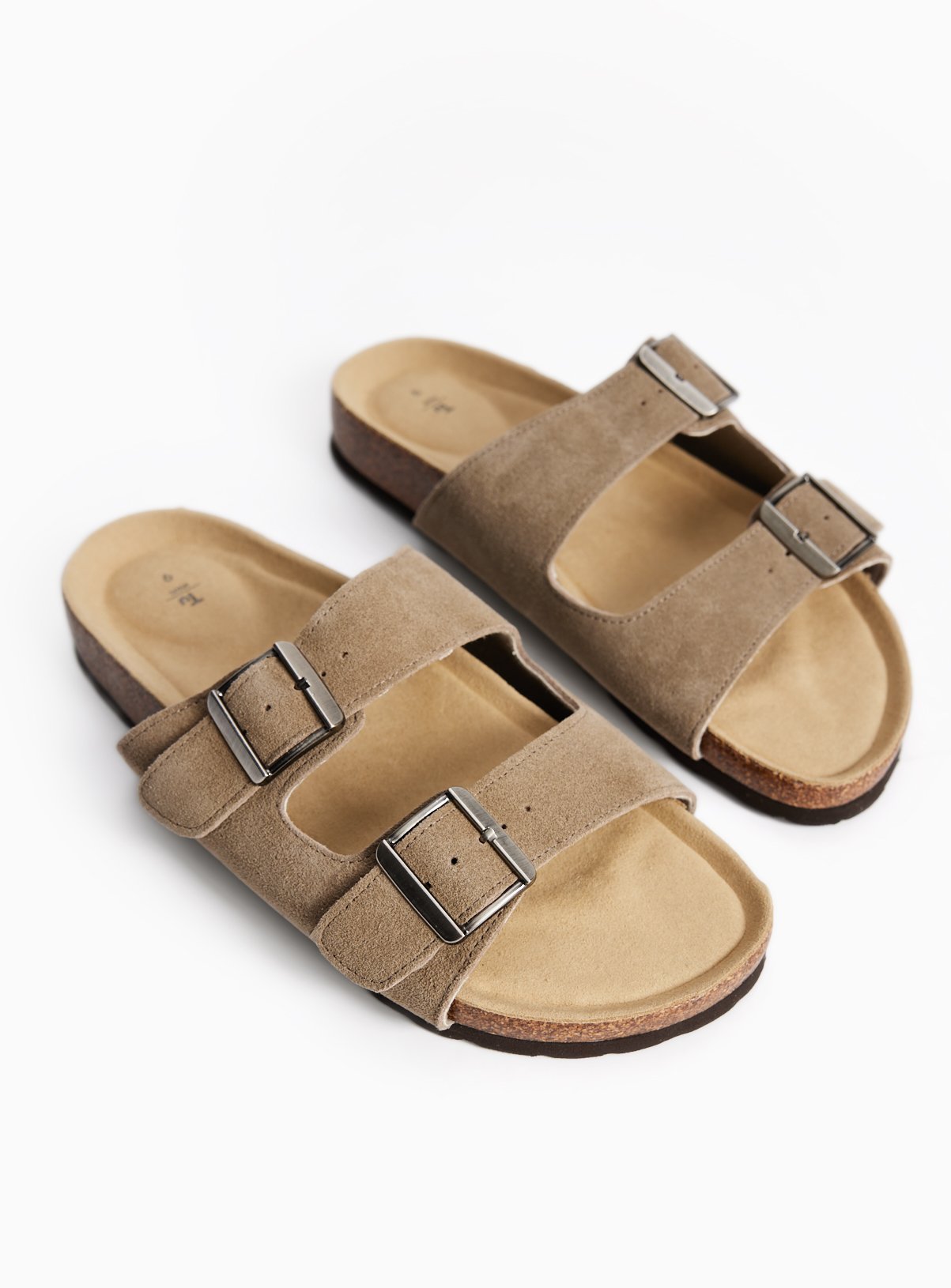 Neutral Suede Footbed Sandals 11