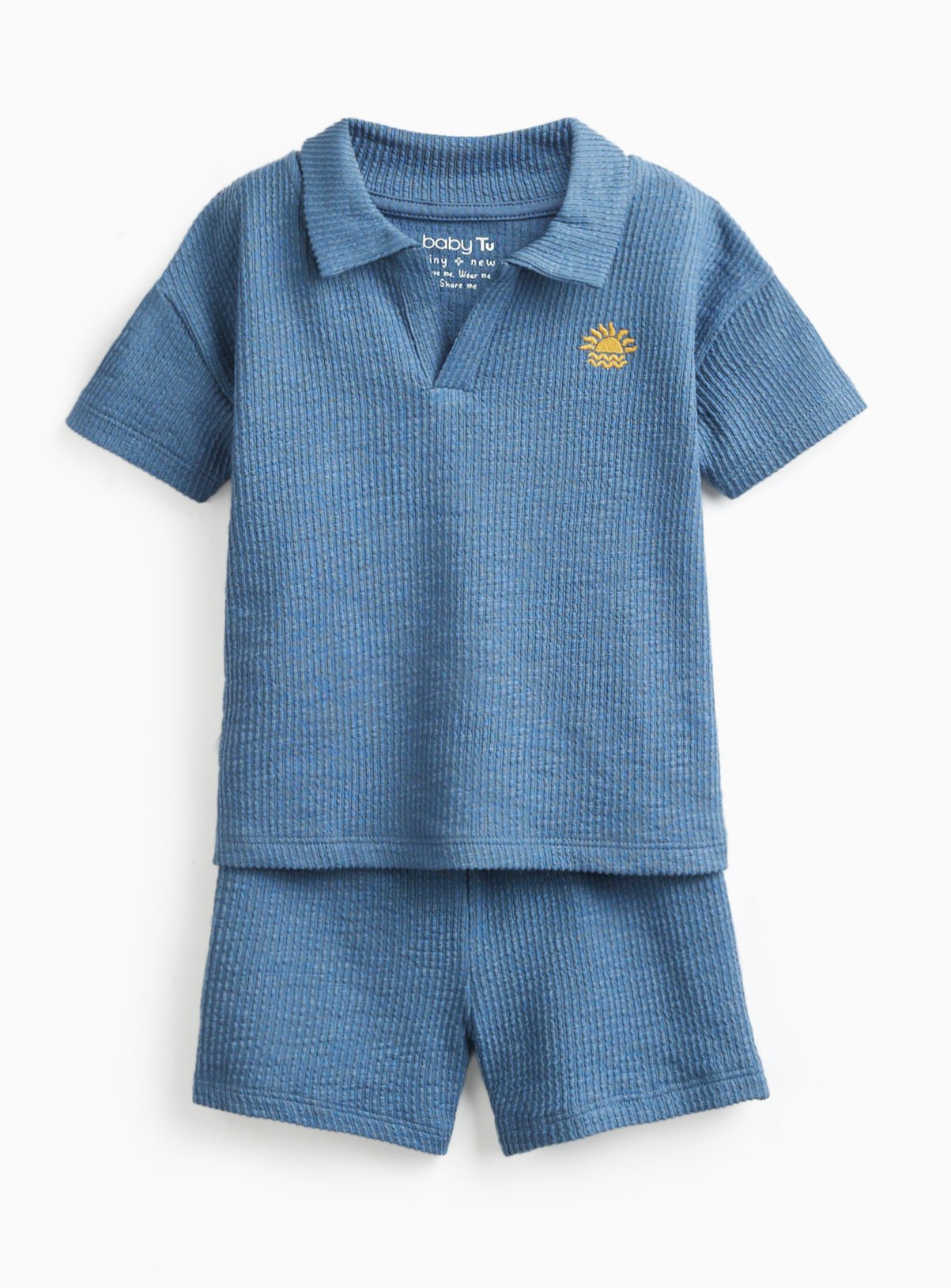 Navy Towelling T-Shirt & Shorts Set 