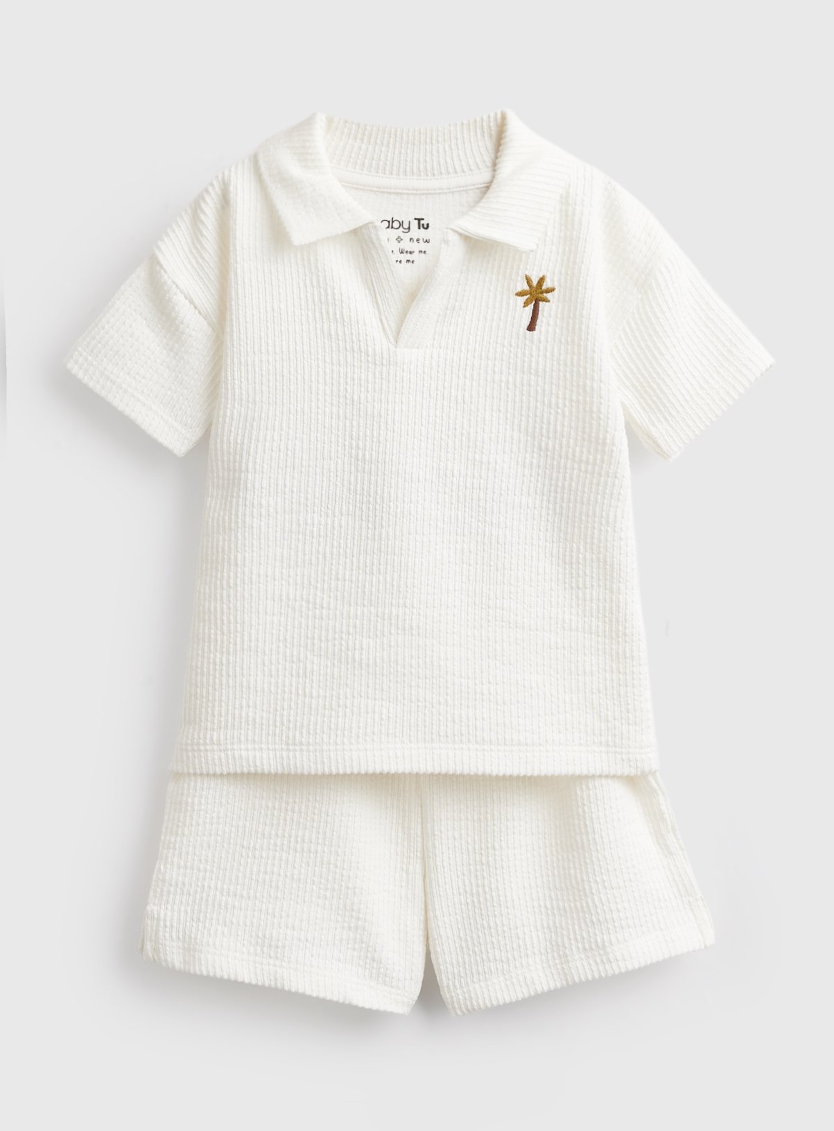 Cream Towelling Polo & Shorts Set 