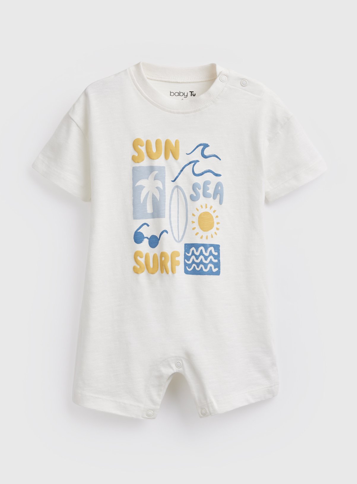 Cream 'Sun Sea Surf' Graphic Romper 9-12 months