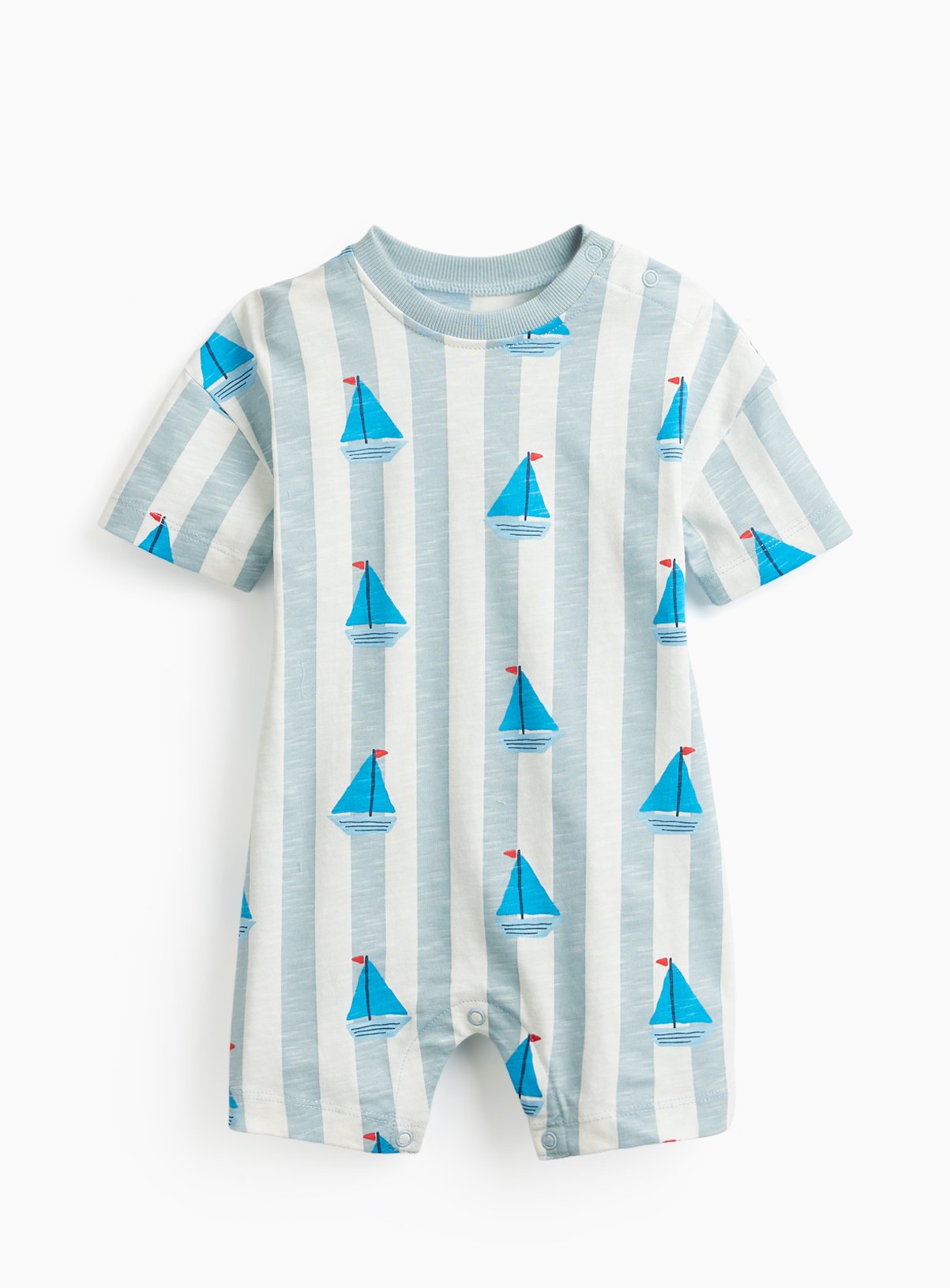 Blue Boat Print Stripe Romper 18-24 months