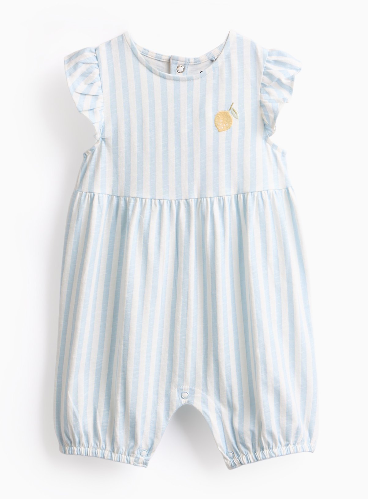 Blue Stripe Frill Sleeve Romper 