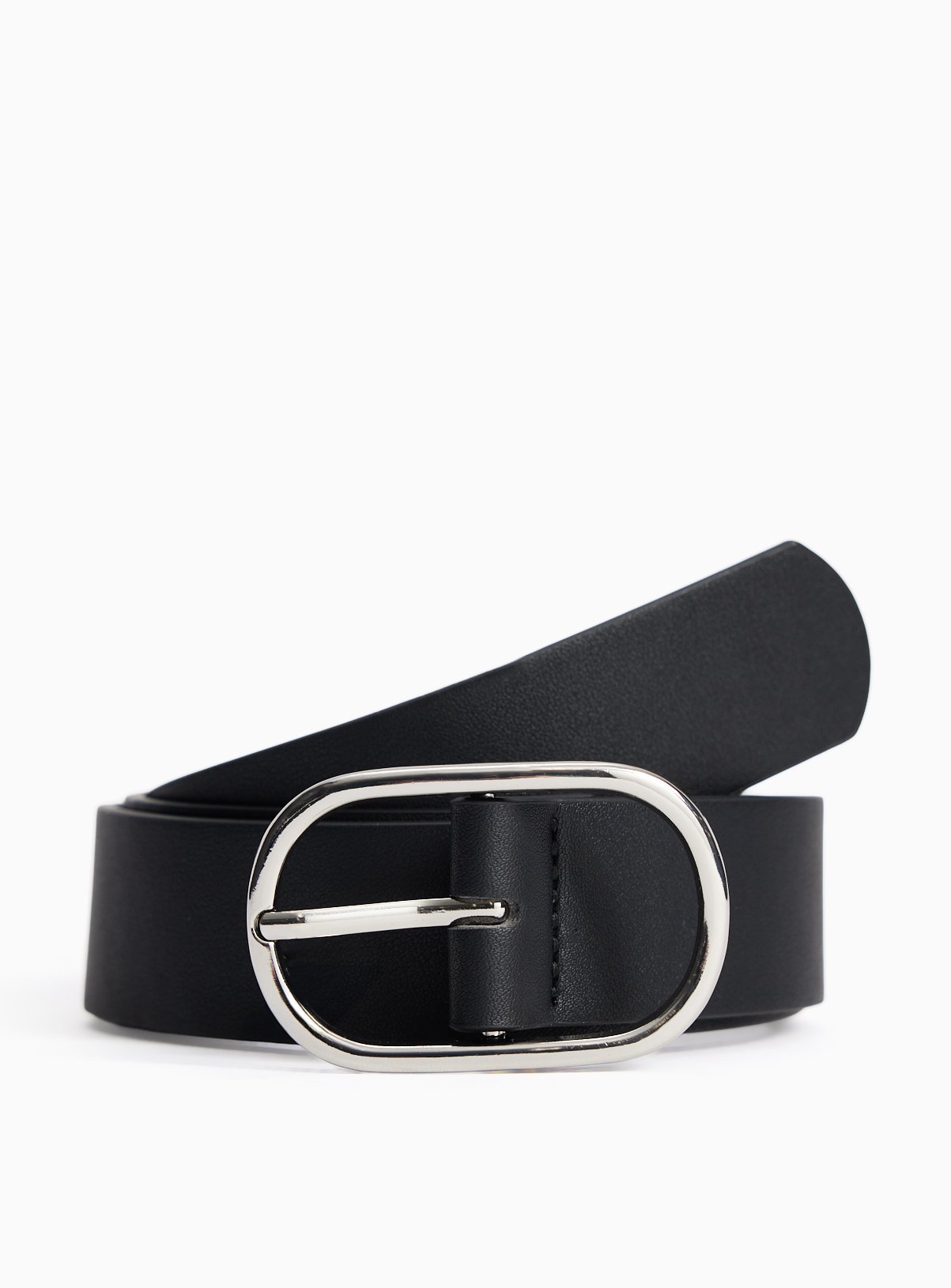 Black Oval Buckle PU Belt S