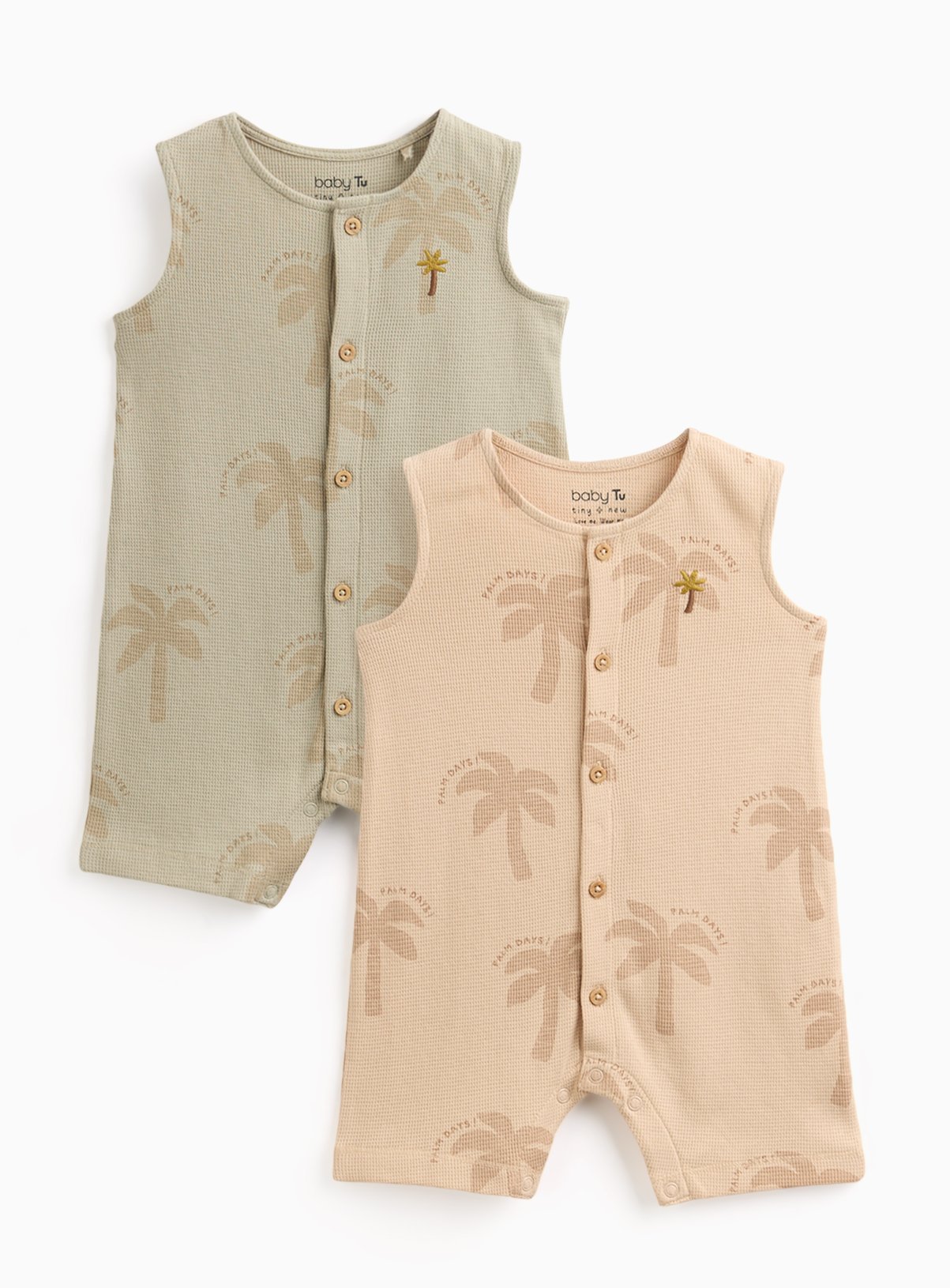 Palm Print Sleeveless Rompers 2 Pack 3-6 months