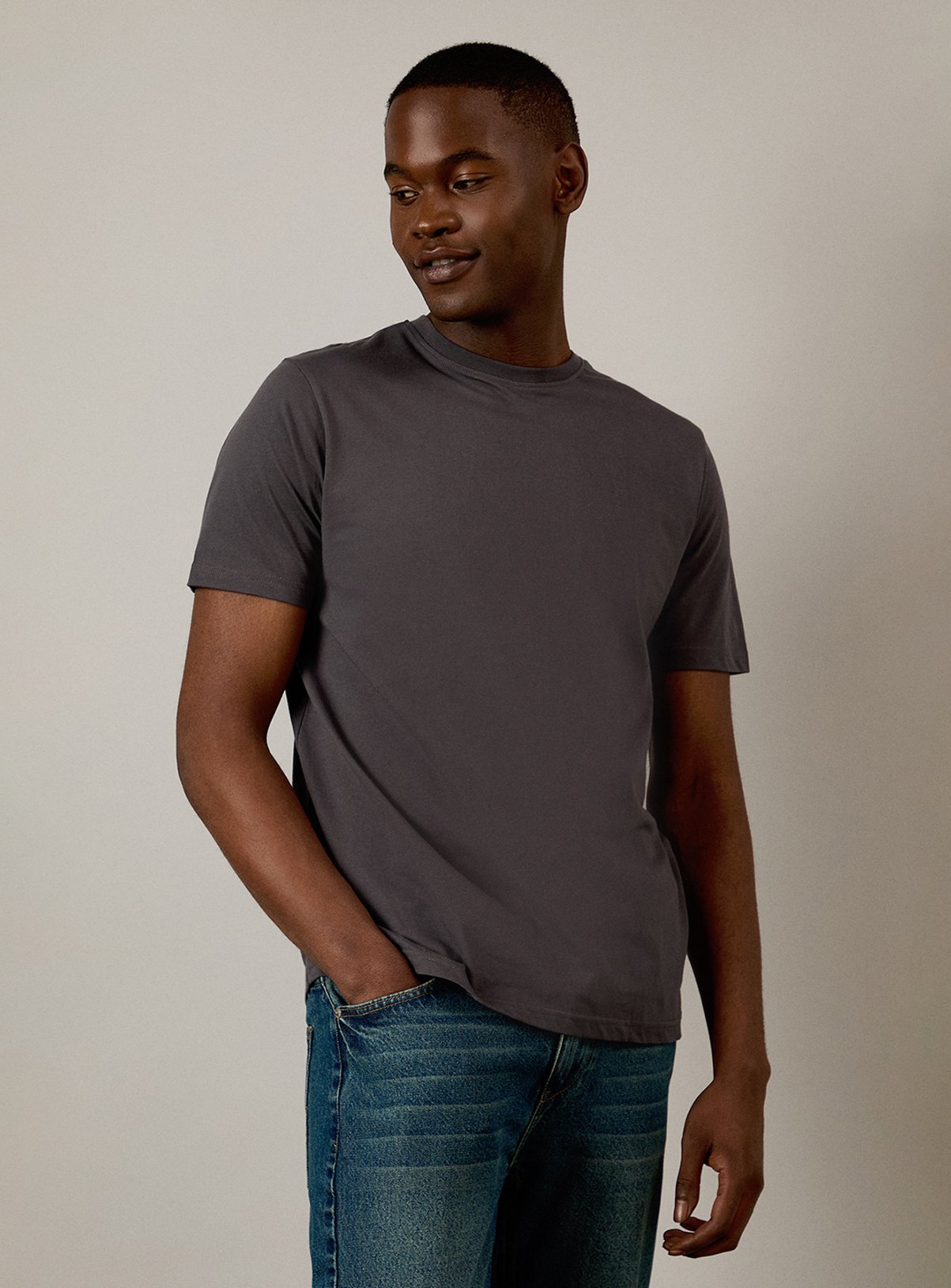BURTON Dark Grey Plain Crew Neck T Shirt 
