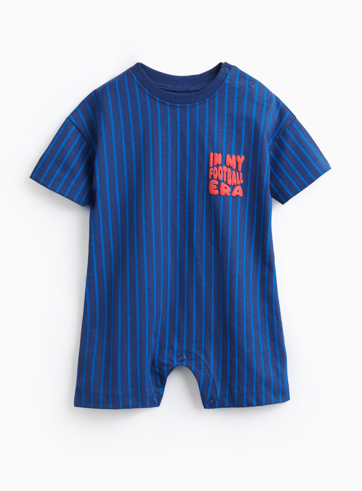 Blue Stripe Football Era Graphic Short Sleeve Romper Up to 3 mths