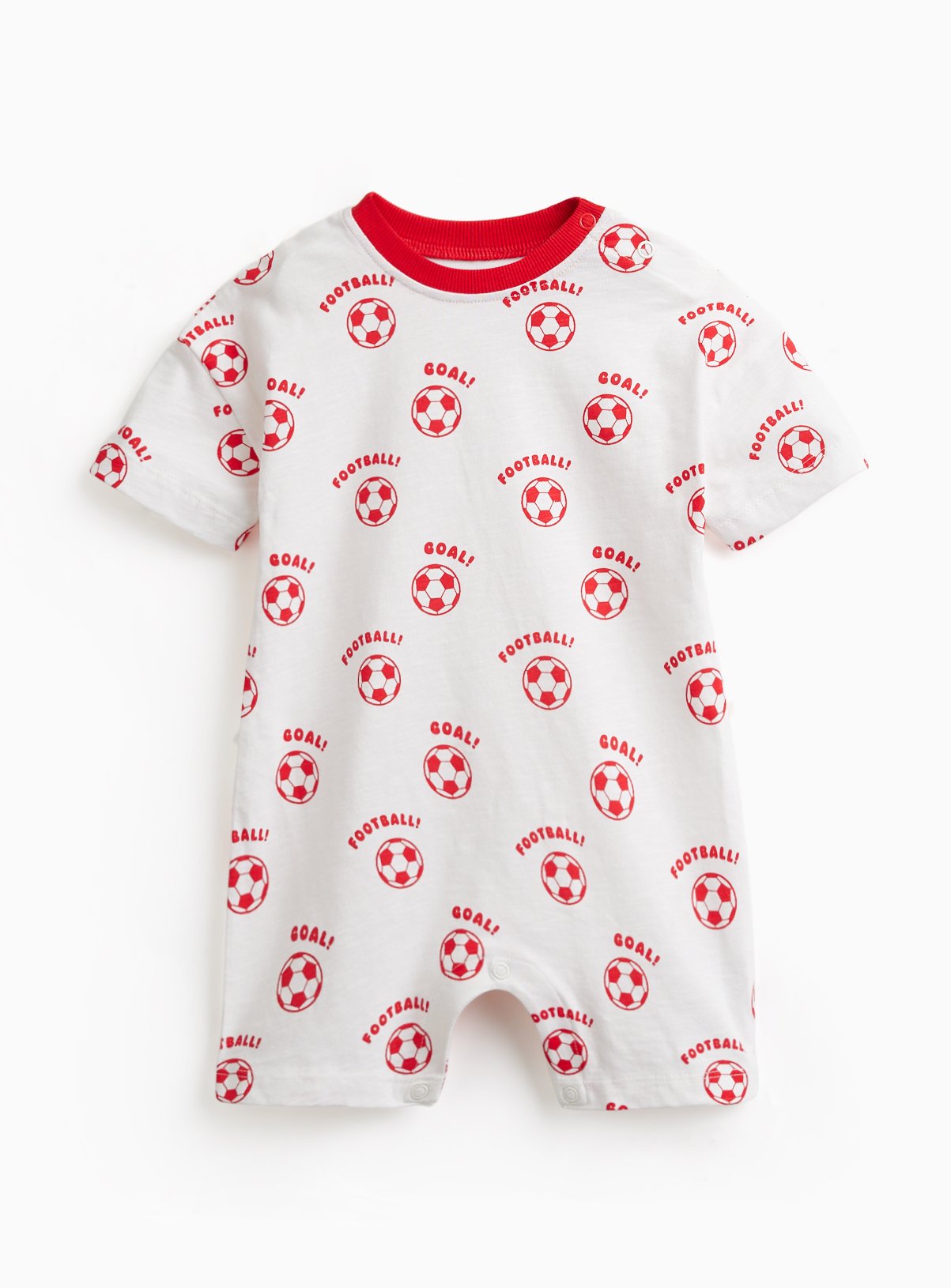 White Football Print Short Sleeve Romper 18-24 months