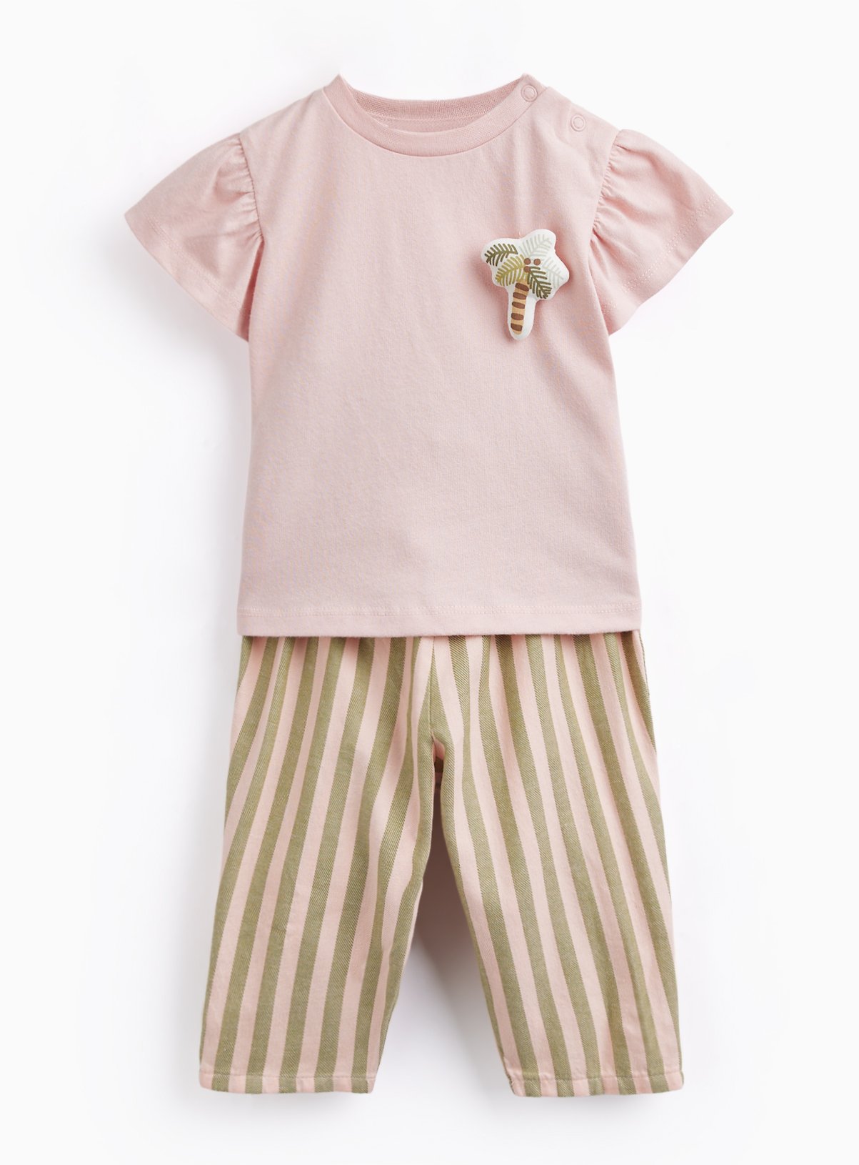 Pink Palm Tree Motif T-Shirt & Trousers Set 18-24 months