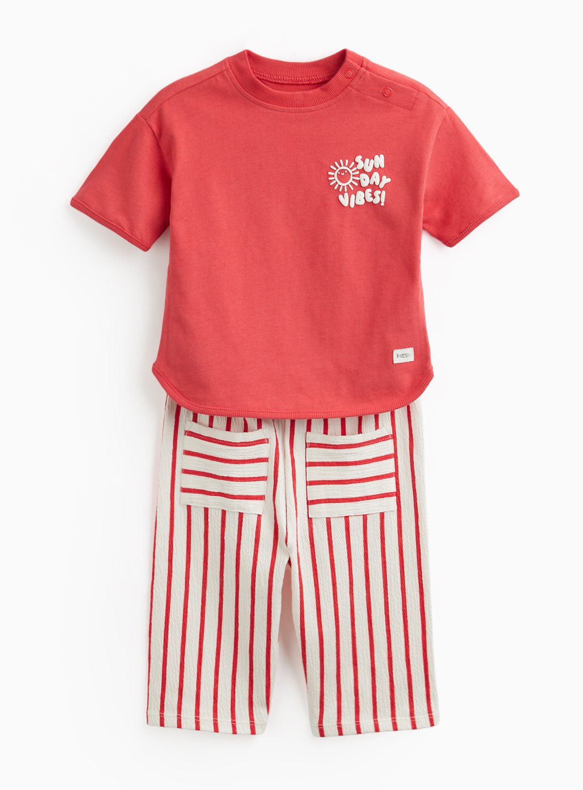 Red Sunday Vibes Graphic T-Shirt & Trousers Set 
