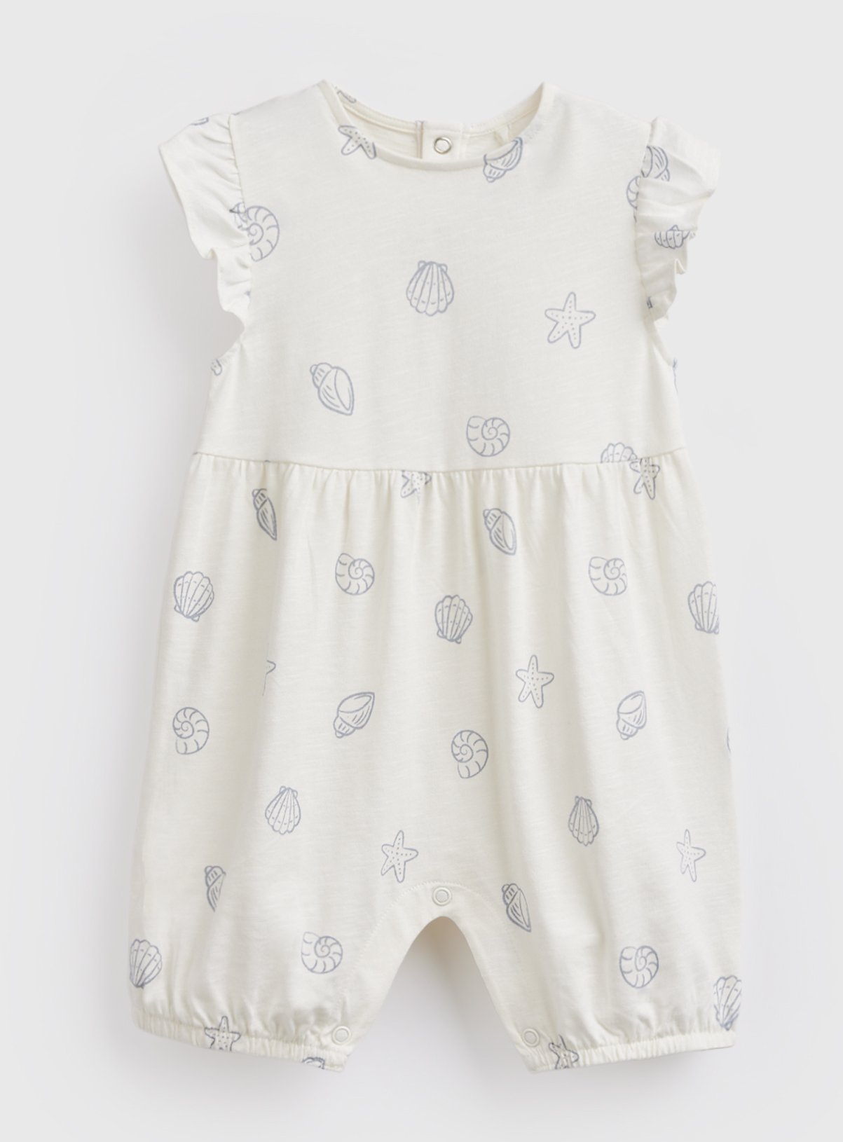Cream Shell Print Frill Sleeve Romper 3-6 months