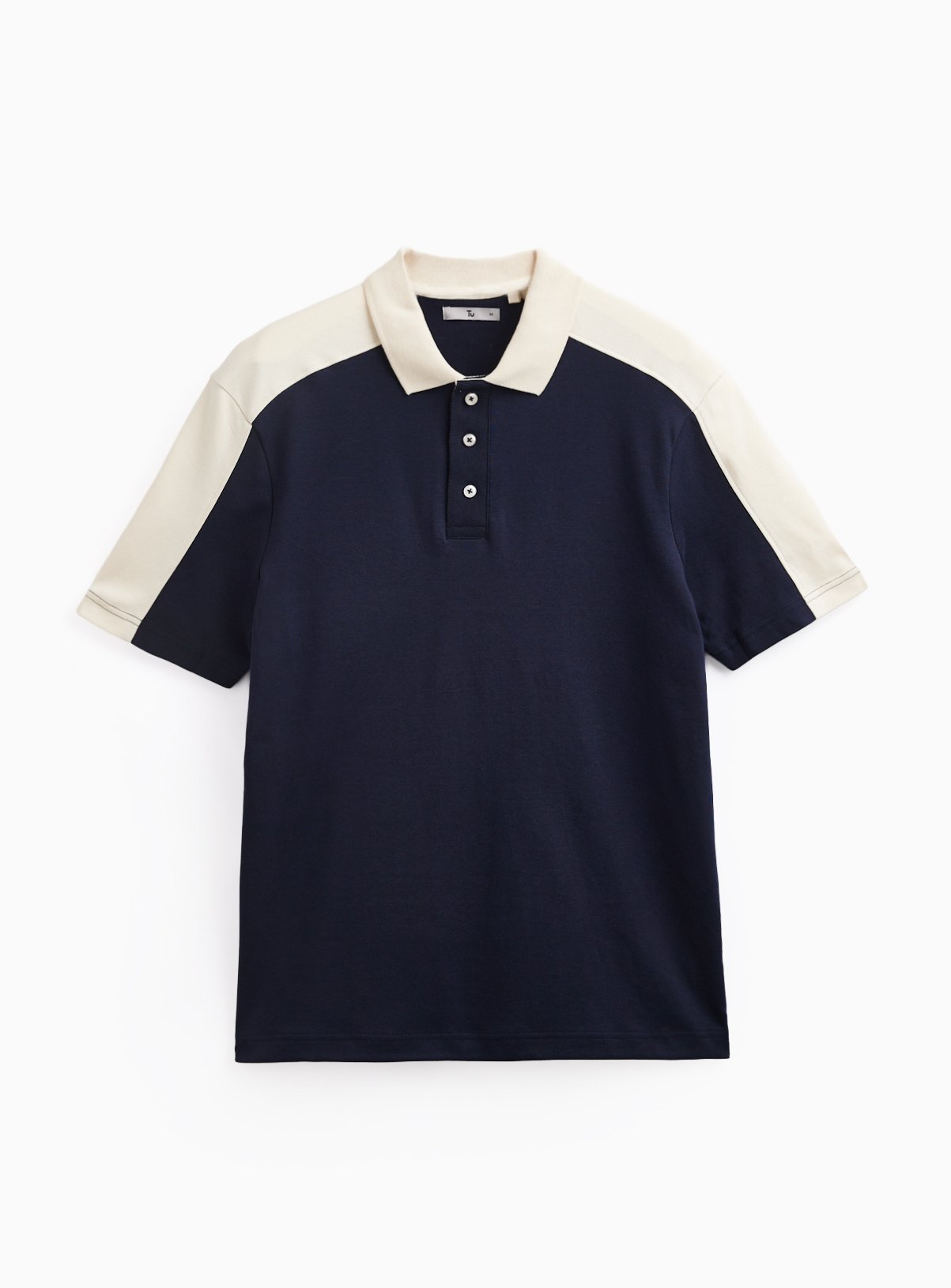 Navy Panel Detail Polo Shirt 
